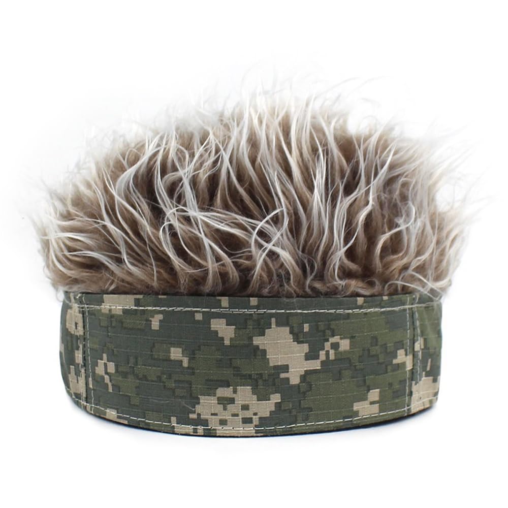 YEKEYI Funny Spiked Golf Visor Hat - Adjustable Novelty Wig Cap with Hair for Women & Men - Perfect for Costume Parties, Halloween, Cosplay & Golf Outings