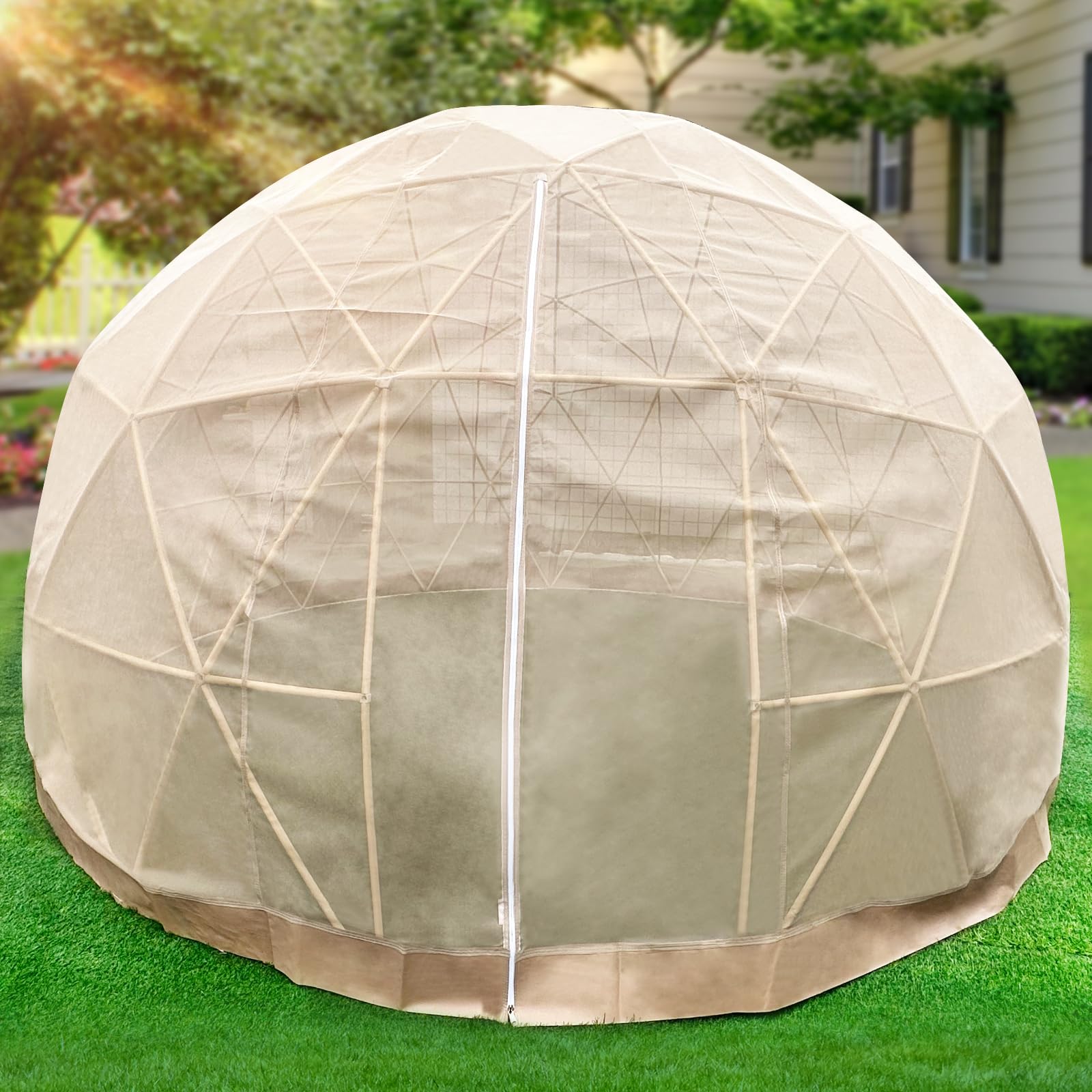 12x7.2FT Portable Garden Bubble Tent - Breathable Mesh Geodesic Dome Greenhouse for Camping, Backyard, Patio | Outdoor Party Canopy, Dining Gazebo & Sunshade Shelter | Perfect for Garden Relaxation, Social Gatherings & Stargazing Nights