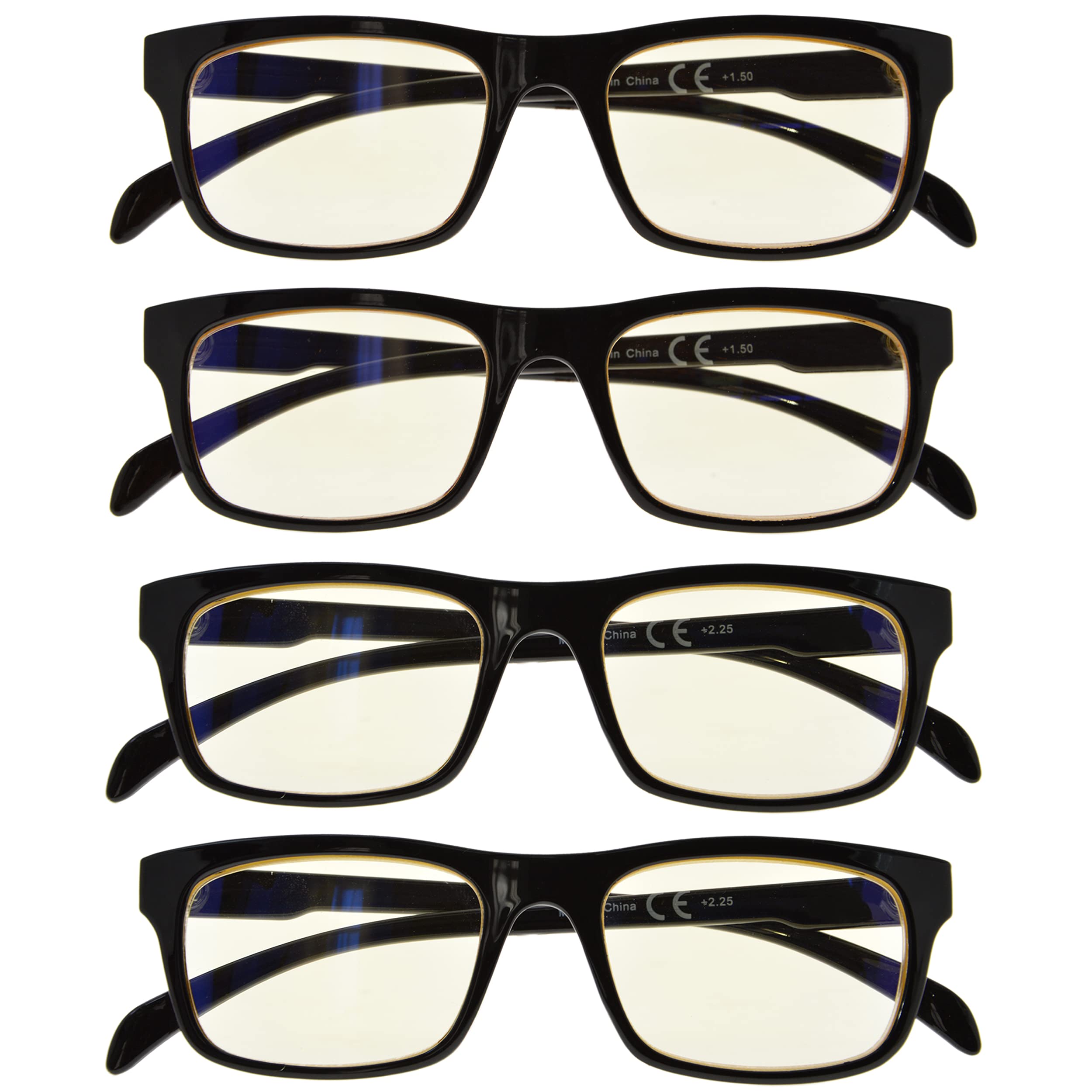 Eyekepper 4 Pack Blue Light Blocking Reading Glasses for Women & Men +3.00 Strength - Stylish Pattern Design for Computer Use, Office Work, and Screen Time Protection