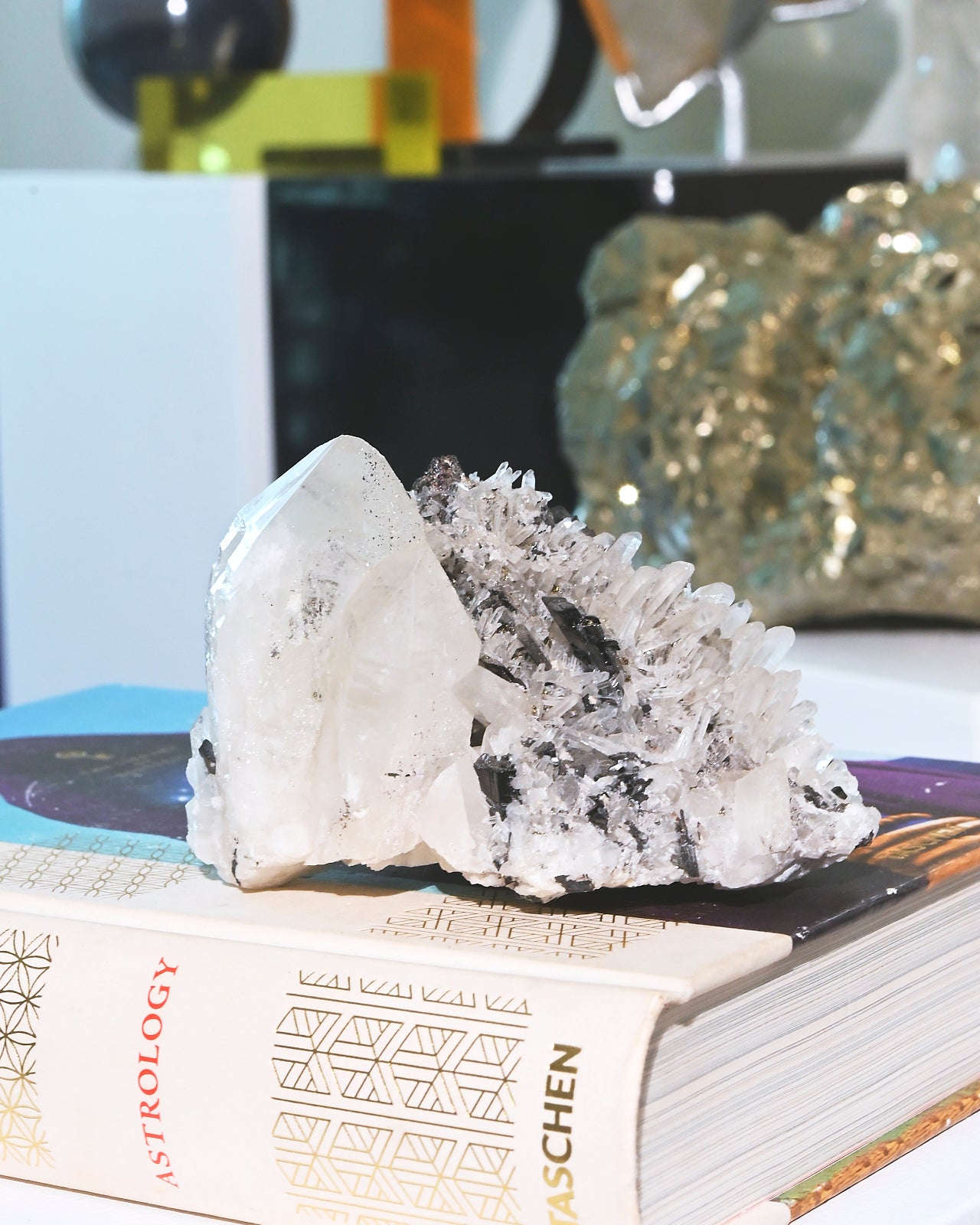 4-Inch Hubnerite with Quartz Crystal - Natural Mineral Specimen for Collectors, Healing & Home Decor