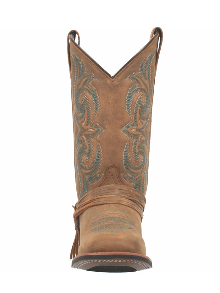 Laredo 5848 Women's Tan Leather Boots - Square Toe with Straps for Casual Wear & Western Fashion