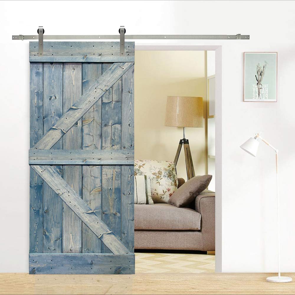 TMS Paneled Wood Colonial Maple Stained K Series DIY Barn Door with Sliding Hardware Kit - 84