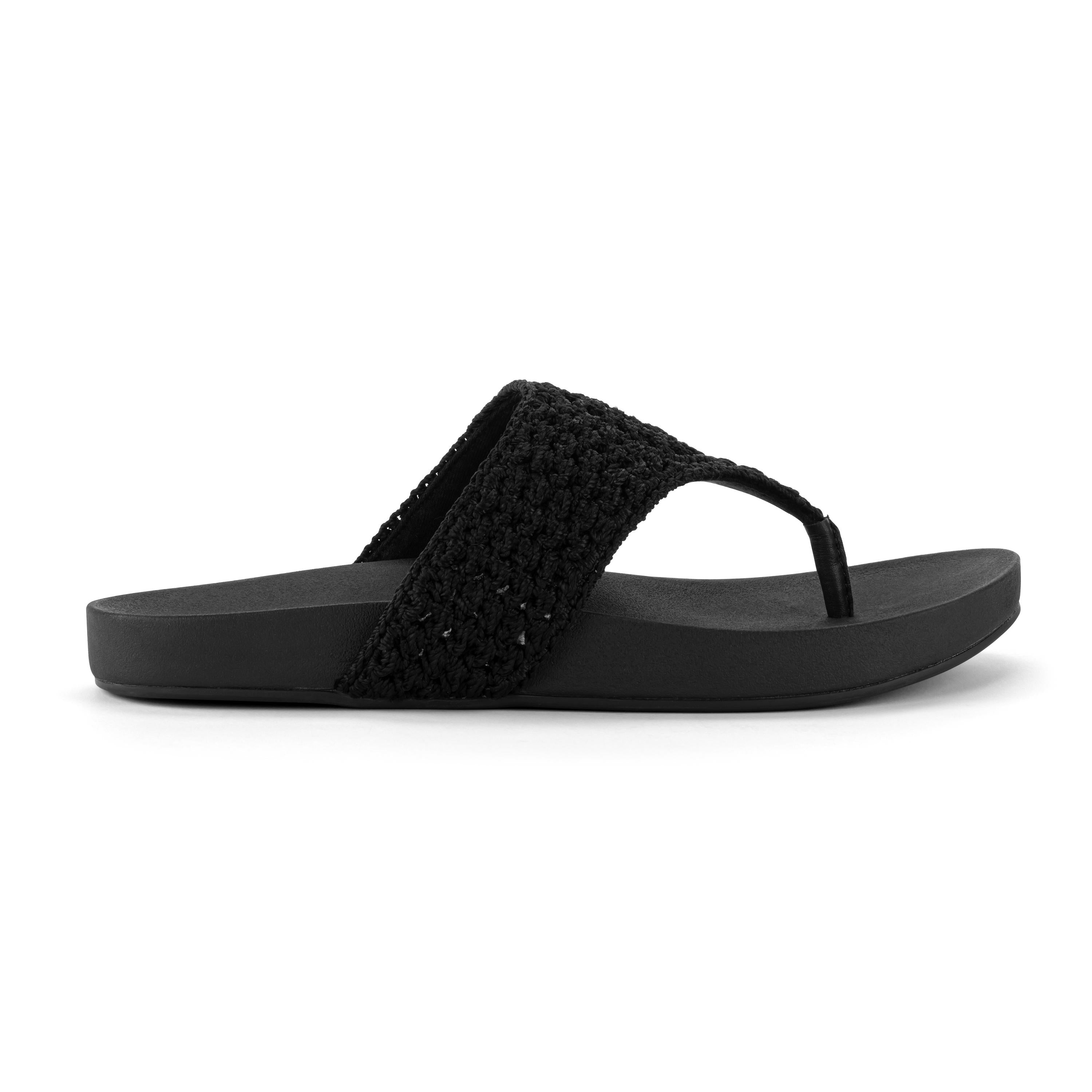 Everly Sandal - Hand Crochet Women's Sandals with Black Medallion Design | Comfortable Summer Beach Shoes for Outdoor Walking and Vacation