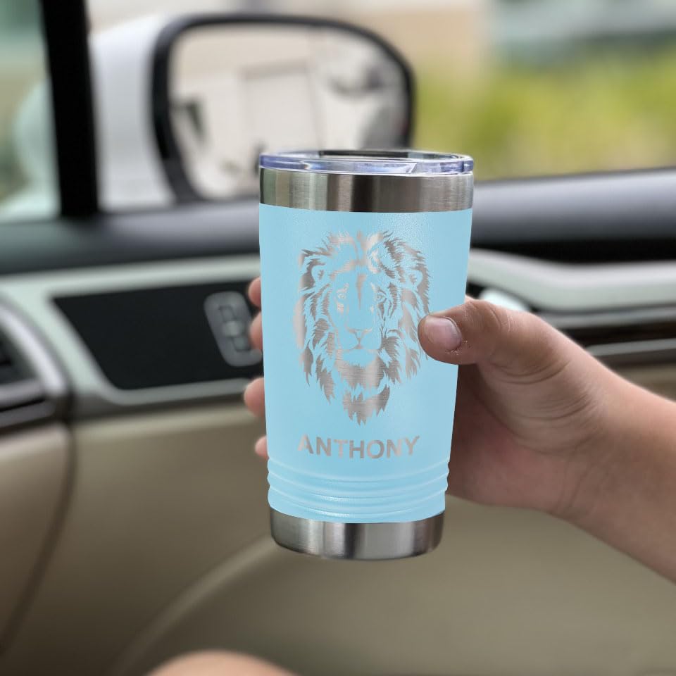 LaserGram 16oz Vacuum Insulated Stainless Steel Tumbler with Lid - Personalized Engraved Killer Whale Design in Light Blue - Keeps Drinks Hot/Cold for Hours - Perfect for Coffee, Tea, Beer & Outdoor Activities