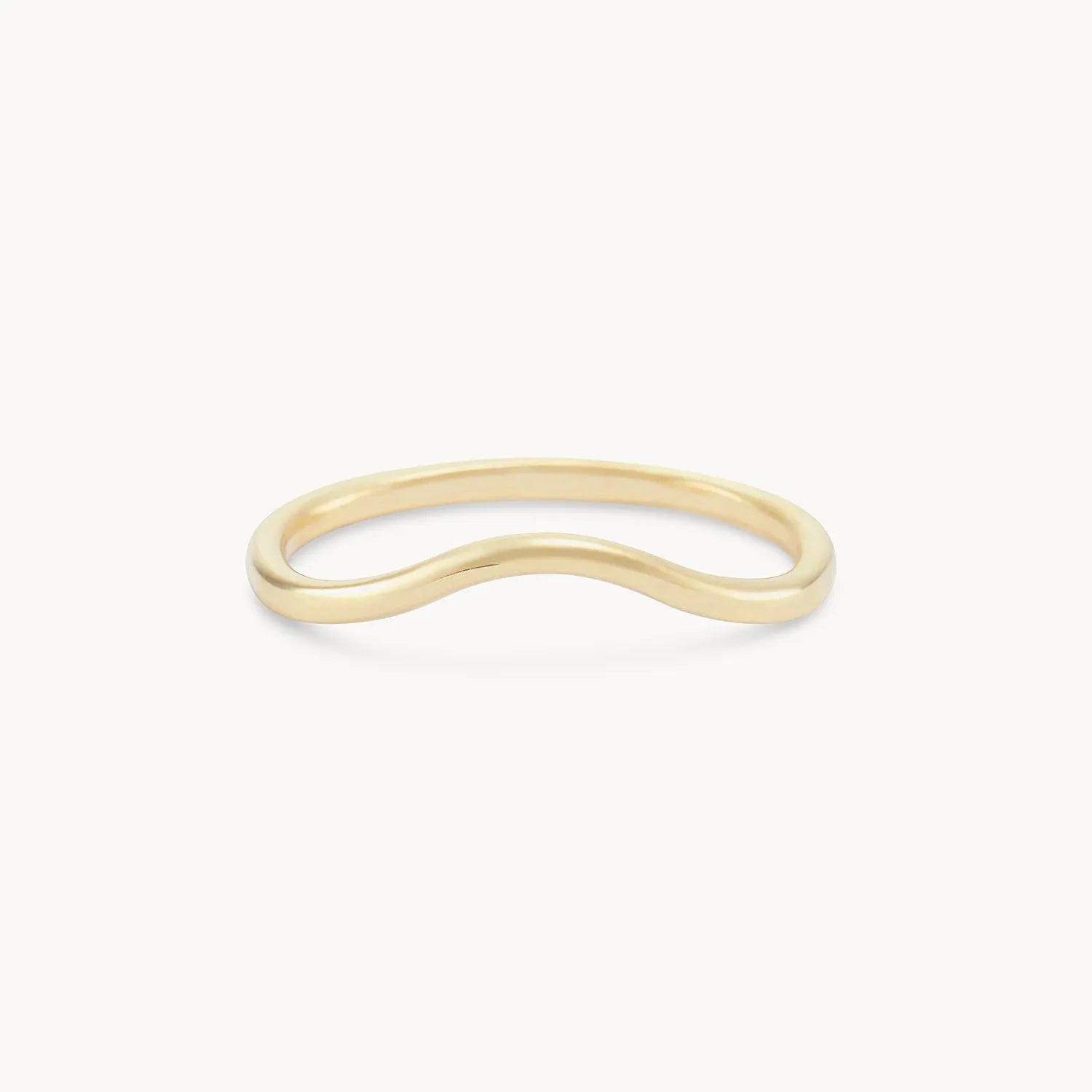 14K Yellow Gold Plain Wave Band Ring - Elegant Minimalist Jewelry for Women, Perfect for Everyday Wear, Gifts & Special Occasions