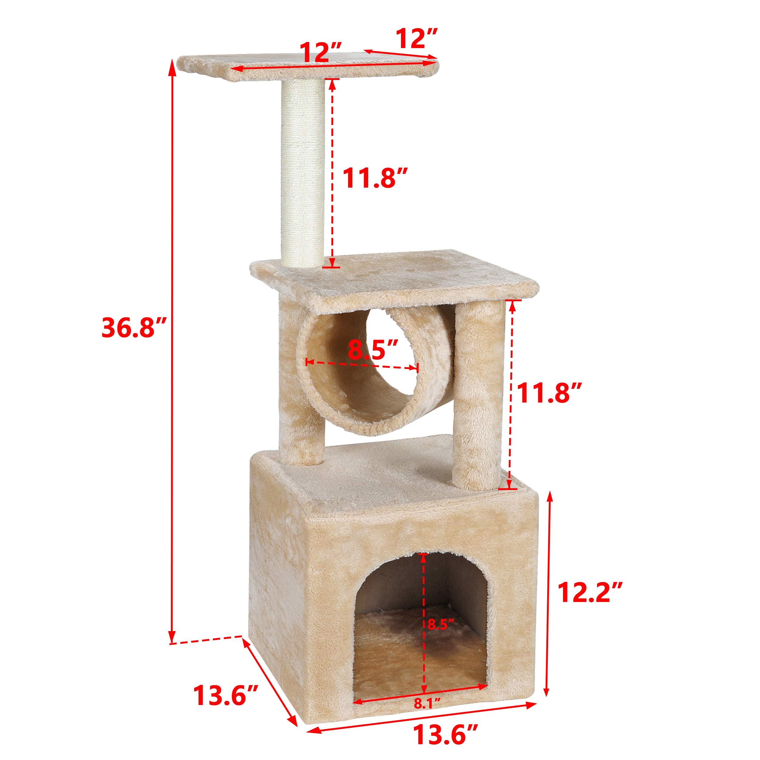 Nova Microdermabrasion Cat Tree for Indoor Cats - 36 Inch Tall Cat Tower with Scratching Posts & Ultra Soft Plush Covering - Durable Cat Condo Furniture for Kittens & Adult Cats - Perfect for Play, Rest & Climbing in Home or Office