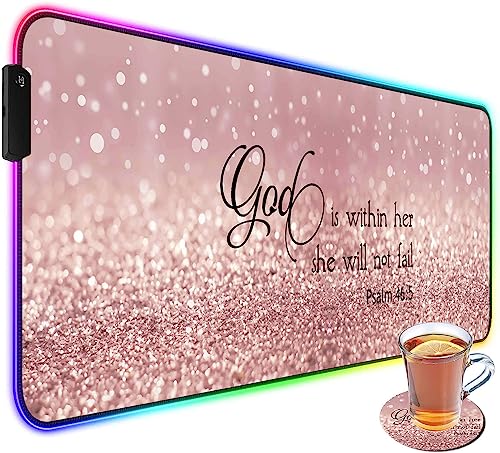 Rose Gold Glitter Quote Bible Verse Psalm 46-5