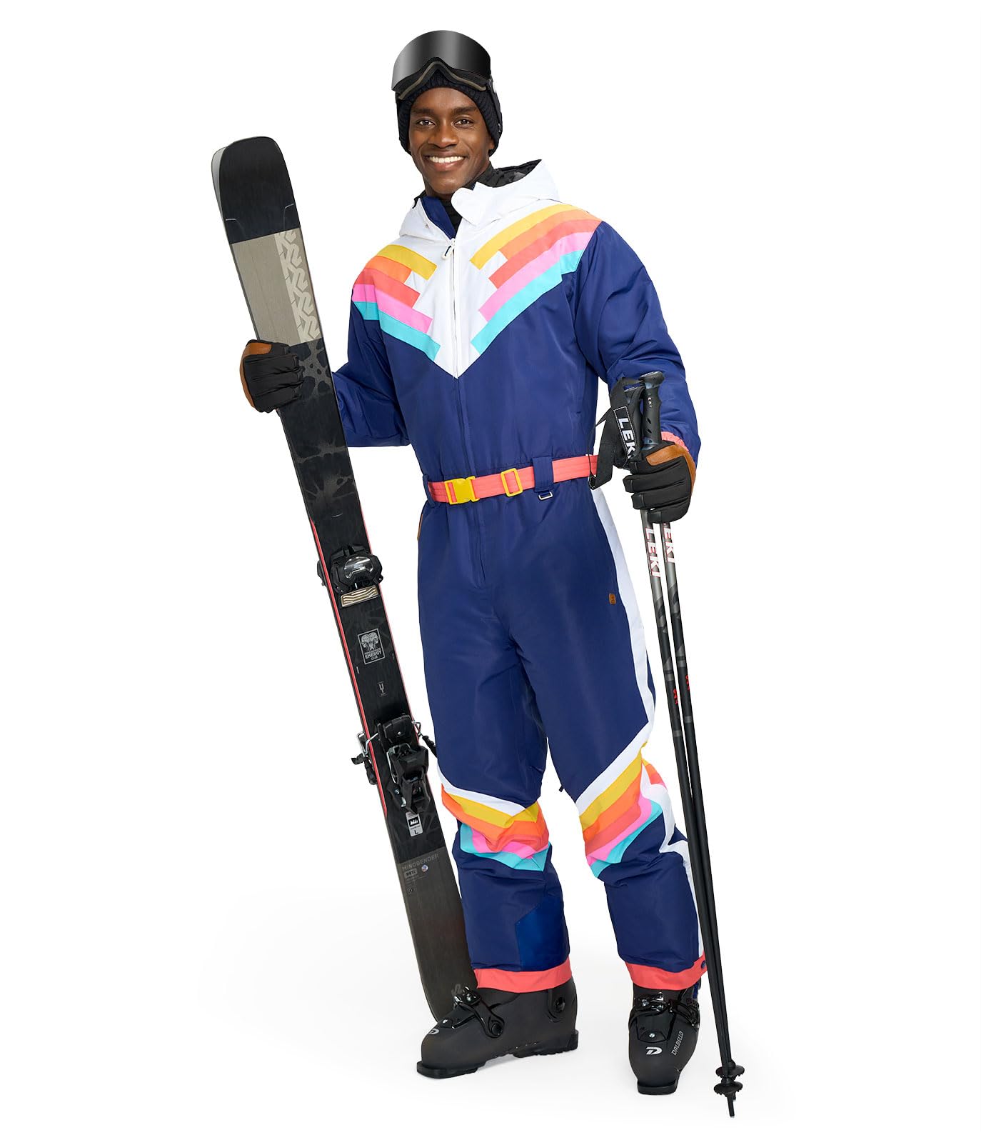 Retro Men's Ski Suits by Tipsy Elves - Bright & Warm One-Piece Snowsuits for Winter - Perfect for Skiing, Snowboarding & Cold Weather Activities