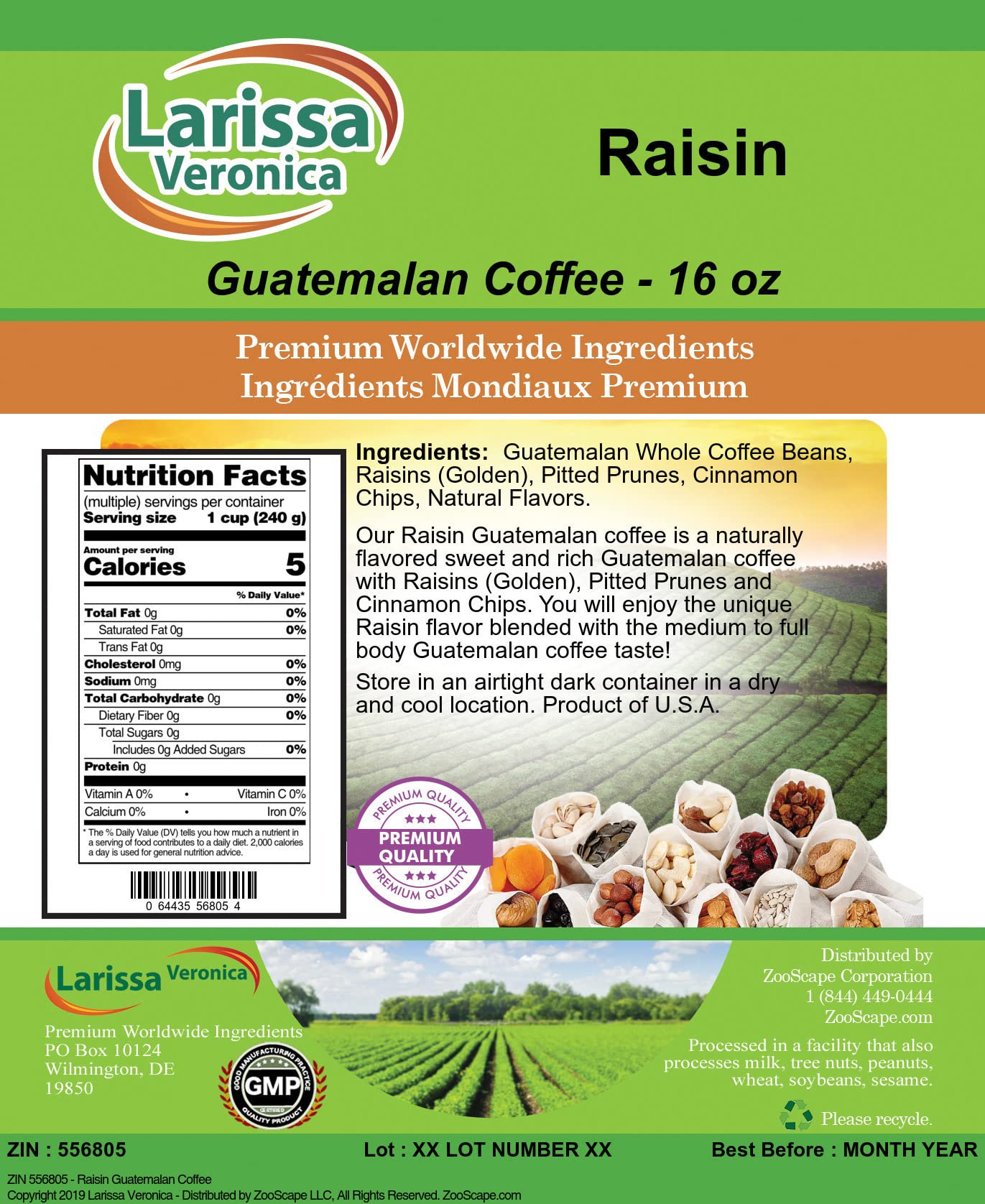 Premium Guatemalan Raisin Coffee Beans - Gourmet, Naturally Flavored, Whole Bean (16 oz, 2-Pack) - Perfect for Home Brewing & Gift Giving