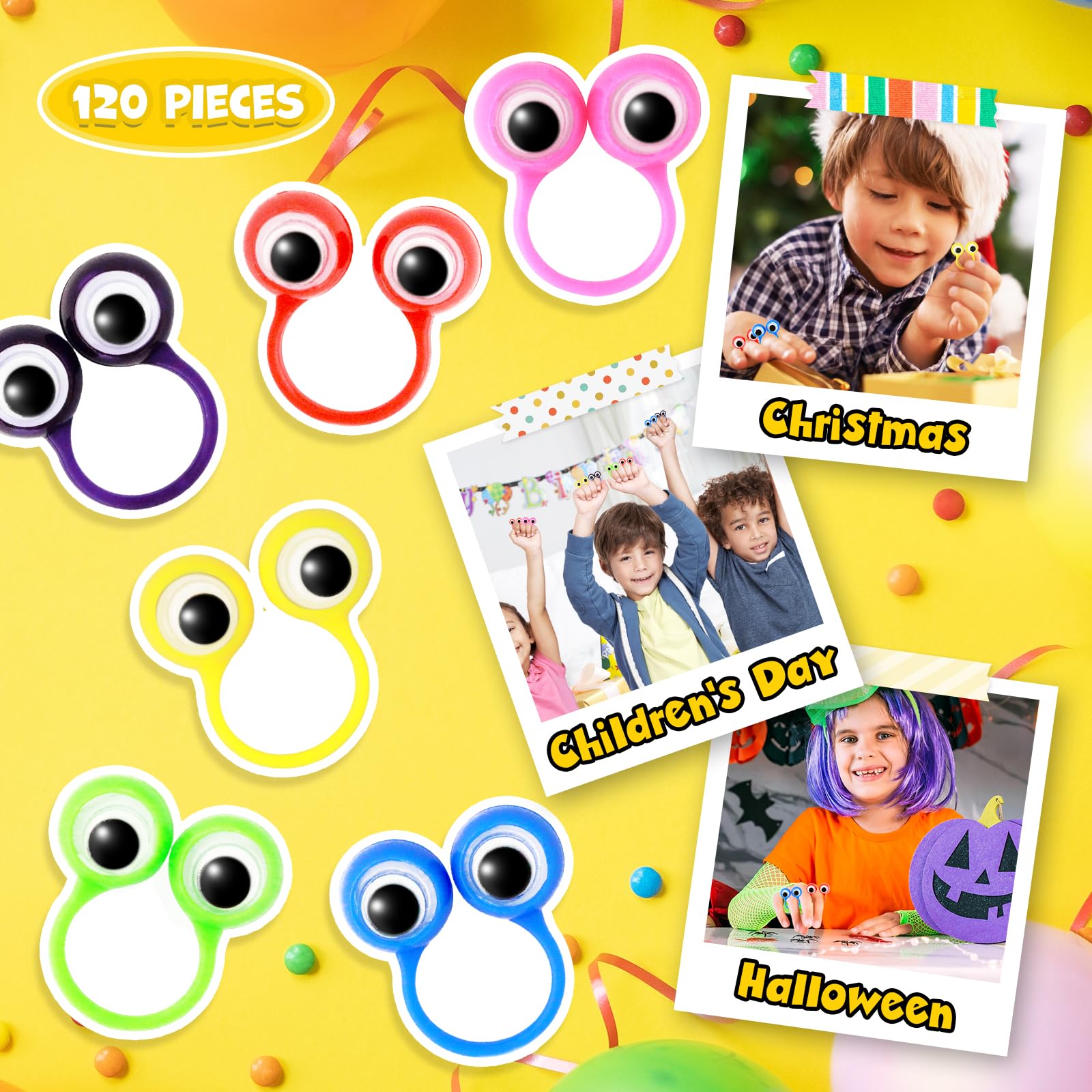 120 PCS Mini Eye Finger Puppets Set - Fun Party Favors, Classroom Rewards & Small Toys for Kids - Perfect for Birthday Parties, School Activities & Pretend Play