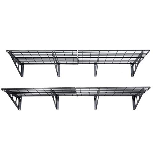 2PCS 2x6ft Heavy Duty Garage Shelving Units (182.8x60.9x10.2cm) - 500lbs Capacity Black Metal Wall Shelves for Garage Organization, Workshop Storage, Home Utility Rack - Perfect for Storing Tools, Car Supplies & Seasonal Items