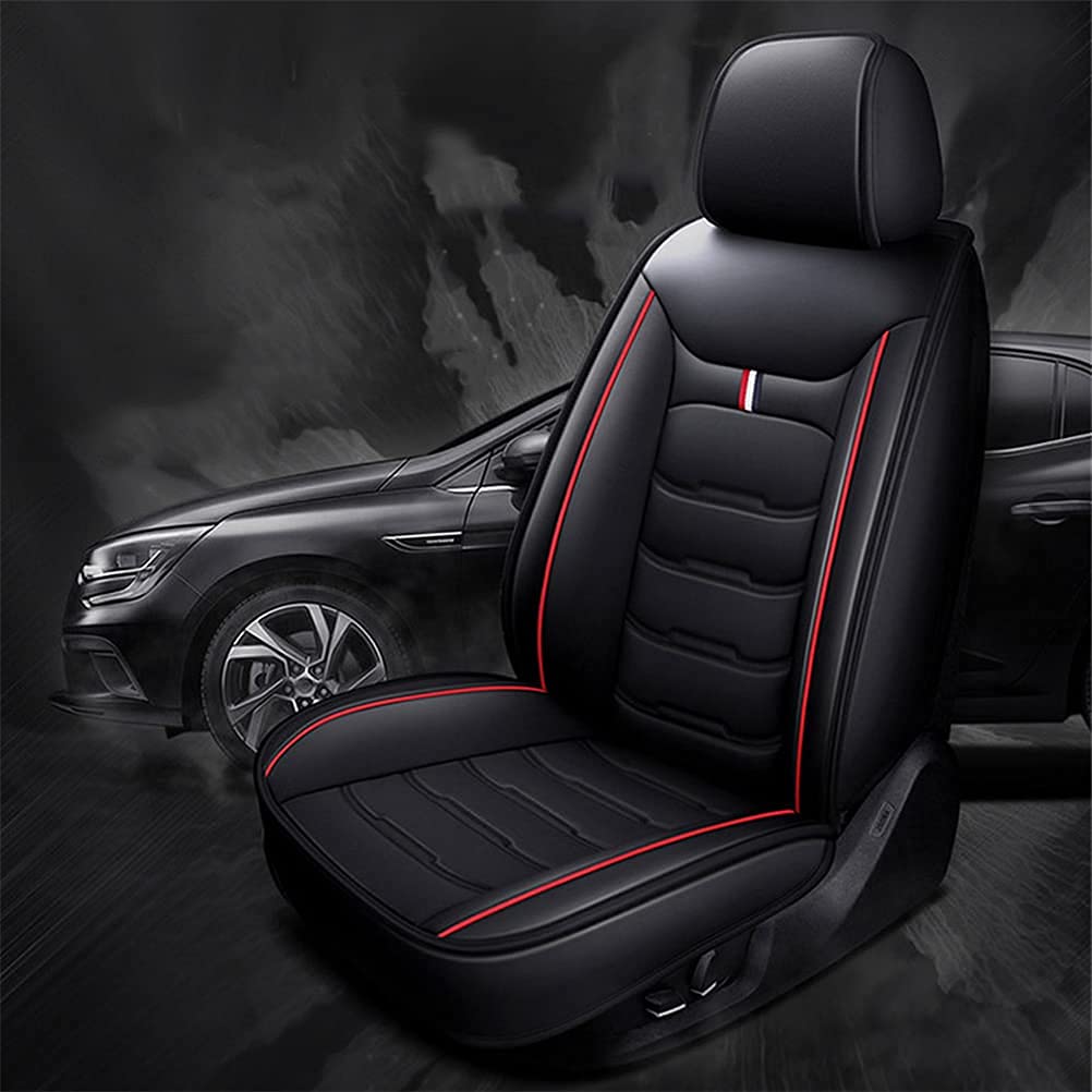 Luxury PU Leather Front & Rear Seat Covers for Corvette C7 C5 - Comfortable, Wear-Resistant Black & Red Car Seat Protectors | Perfect for Sports Cars, Daily Commuting & Road Trips