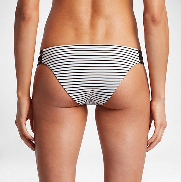 Hurley Women's Quick-Dry Surf Bottoms - White with Black Stripes | High-Performance Swimwear for Surfing, Beach & Pool Activities