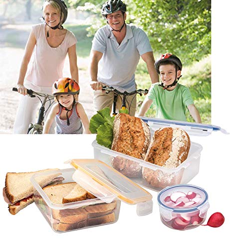 LOCK & LOCK HPL836SB 6-Piece Airtight Food Storage Container Set - Clear & Blue BPA-Free Plastic Kitchen Organizers for Pantry, Fridge & Meal Prep