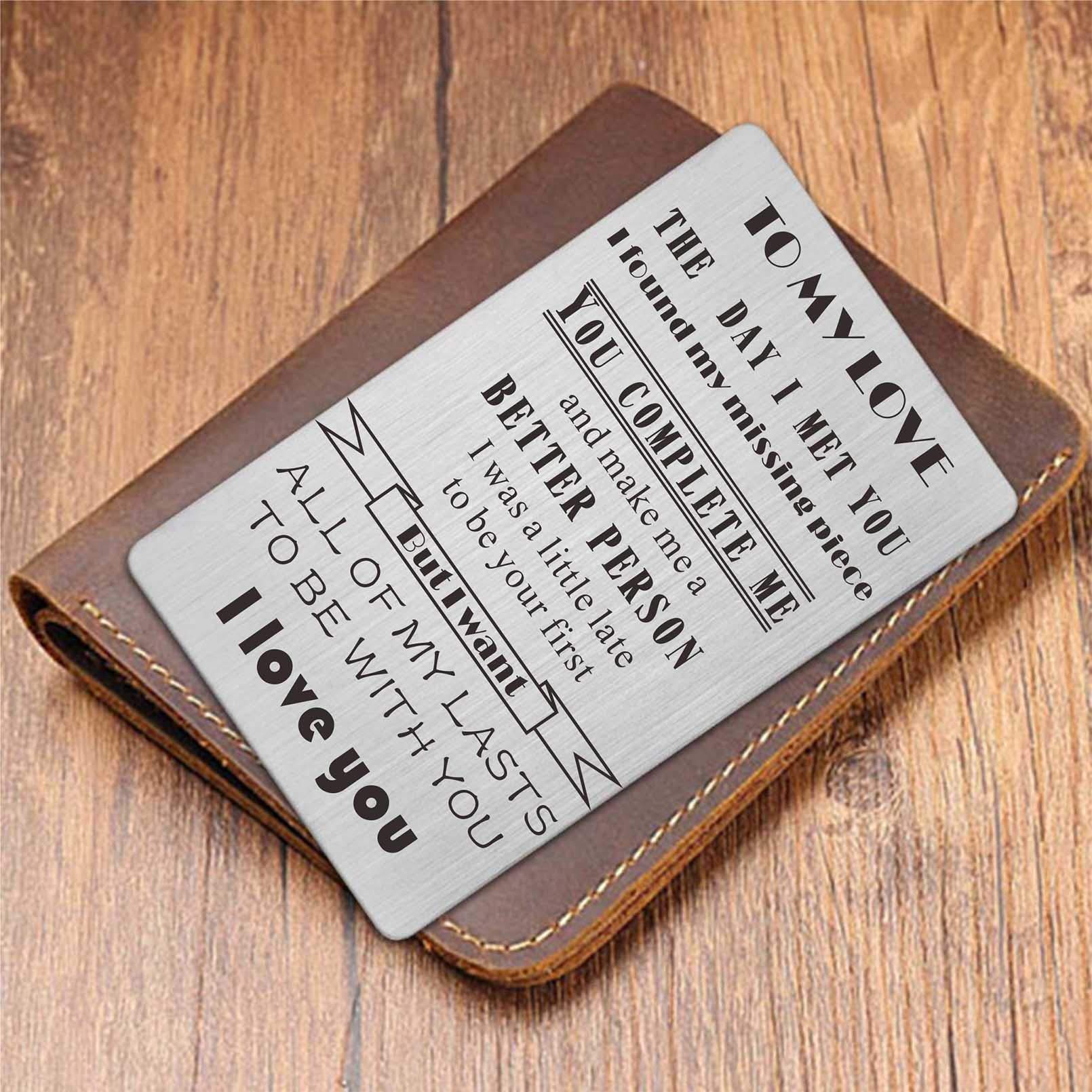 Personalized Laser Engraved Wallet Card - Unique Husband Birthday Gift & Romantic Wedding Day Present from Bride - Perfect for Anniversaries, Valentine's Day & Special Occasions