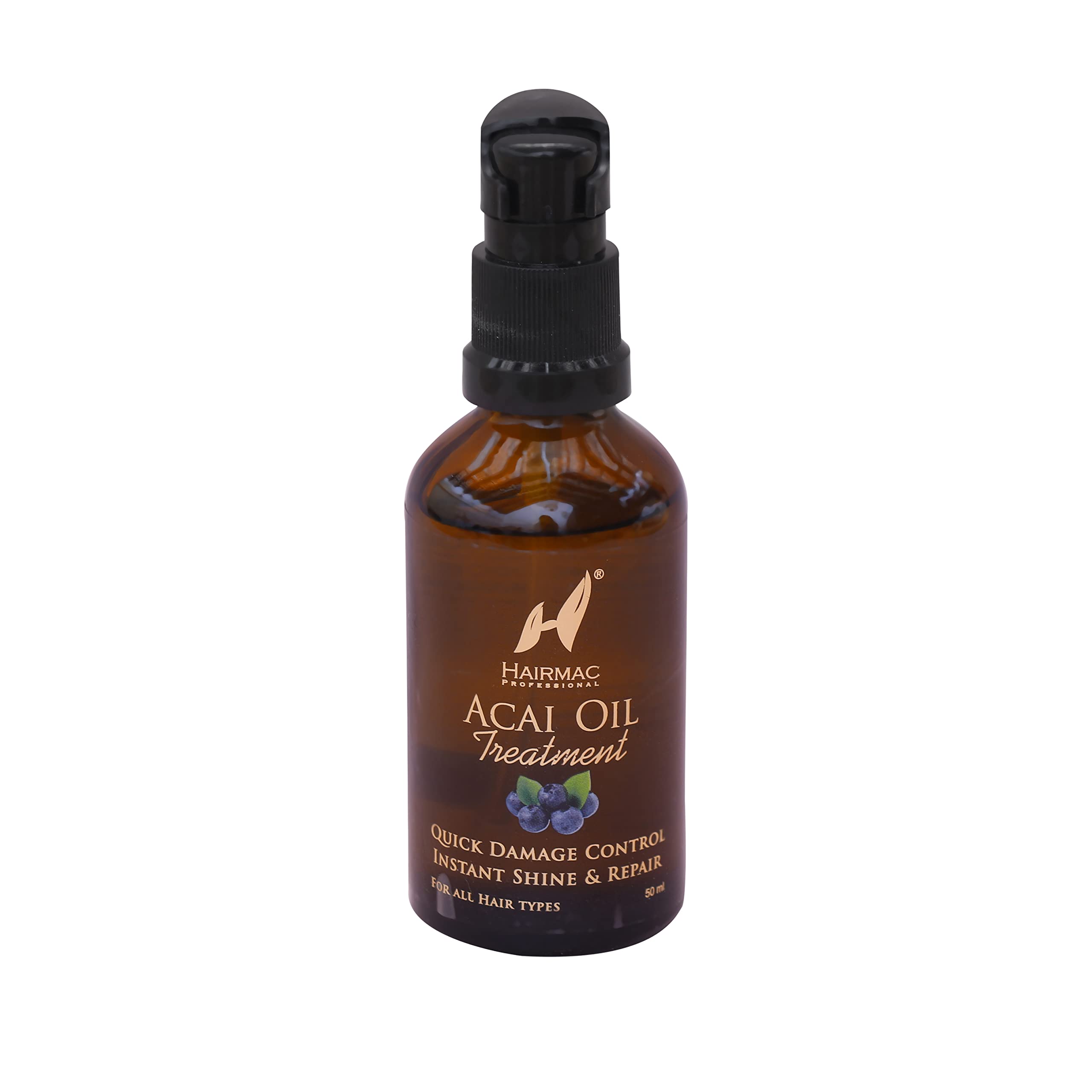 Hairmac Professional Acai Oil Treatment 50ml - Strengthening & Nourishing Hair Oil for Frizz Control | Best for Dry, Damaged Hair & Split Ends Repair | Salon-Quality At-Home Hair Care Treatment