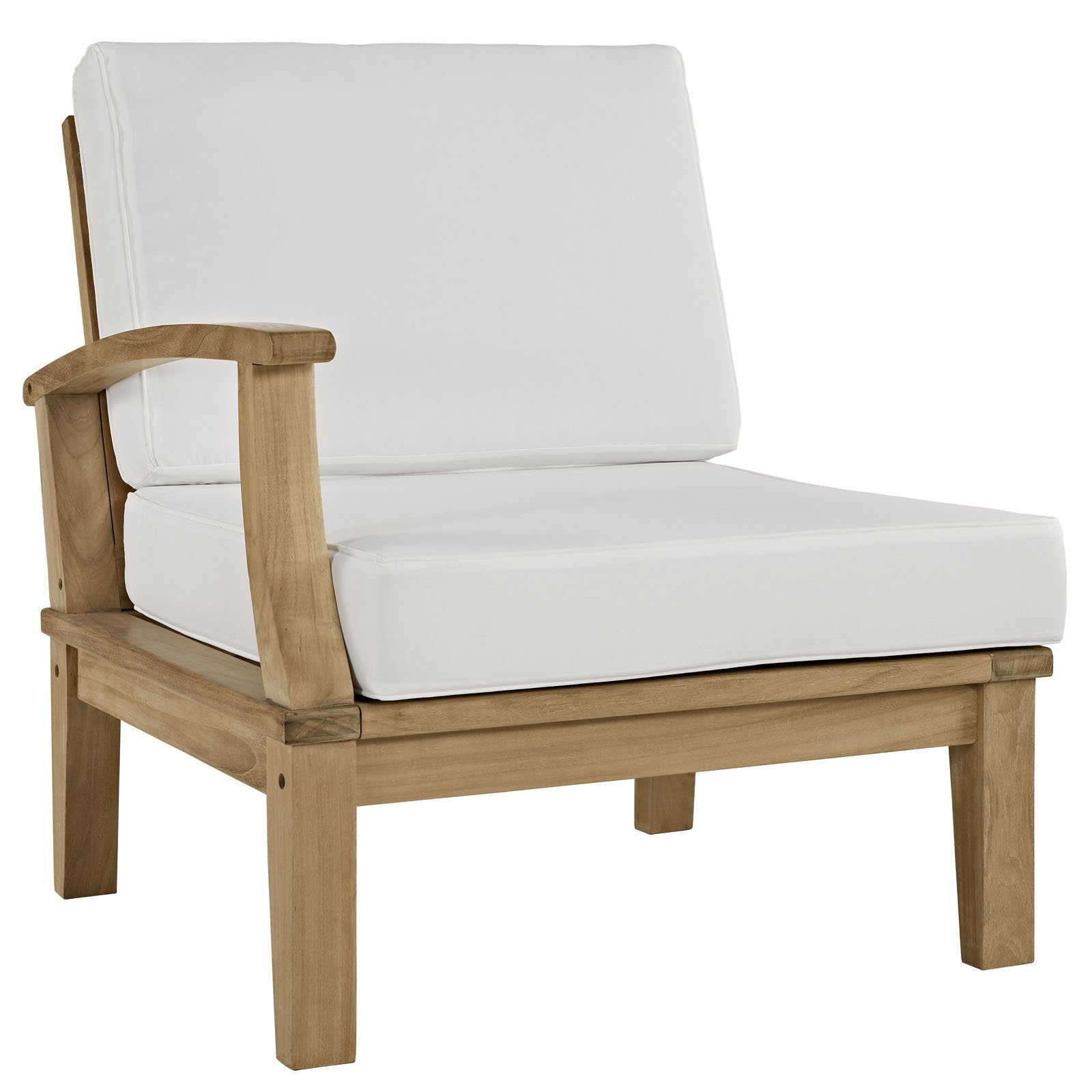 Premium 5-Piece Teak Wood Outdoor Patio Furniture Set - Natural & White - Durable Grade A Teak for Backyard, Poolside & Garden Relaxation