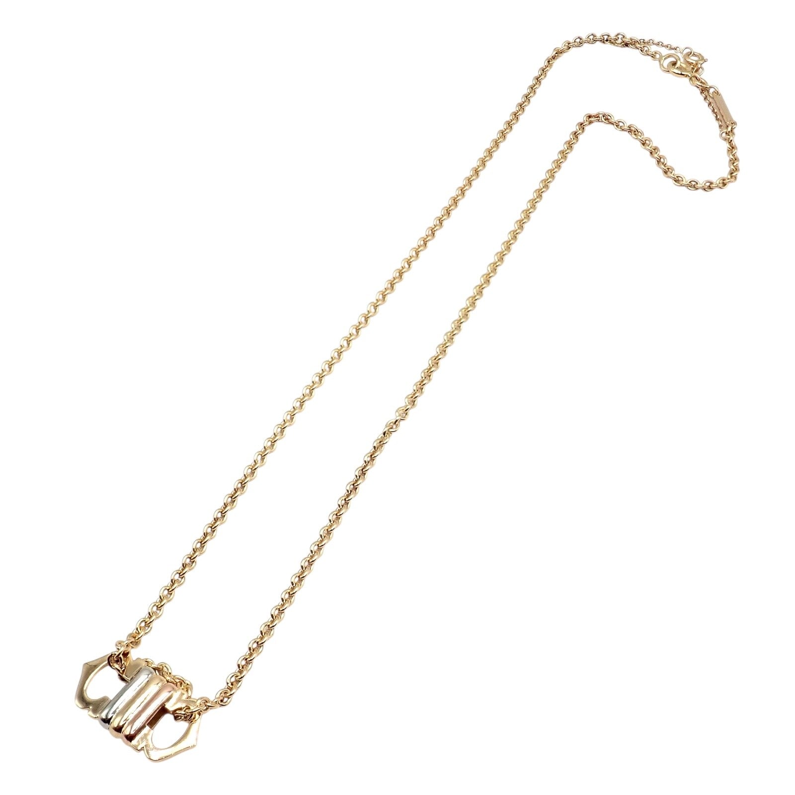 Authentic Cartier 18k Tri-Color Gold Double C Charm Pendant Necklace for Women - Luxury Jewelry Gift for Anniversary, Birthday & Special Occasions