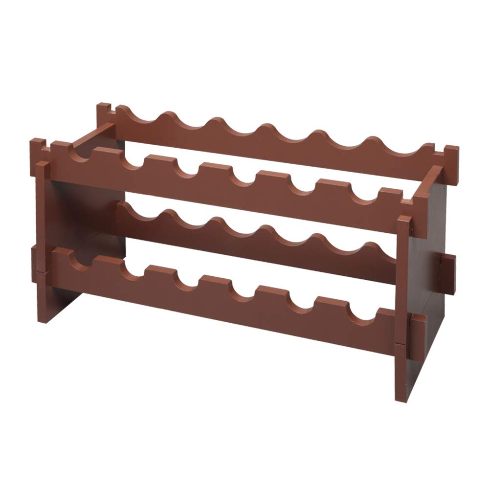 Premium 2-Tier Stackable Wine Rack - Holds 12 Bottles - Classic Wooden Wine Storage Organizer for Bar, Cellar, Kitchen & Dining Room - Space Saving Home Decor for Wine Enthusiasts & Entertaining Guests