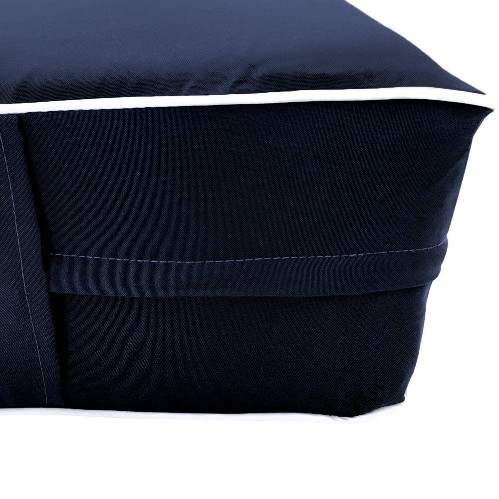 Prolinemax Style5 3-Piece Crib Size Outdoor Daybed Set - Contrast Pipe Trim Mattress, Bolster Pillow & Fitted Slipcover (AD101) - Perfect for Patio, Poolside & Garden Relaxation