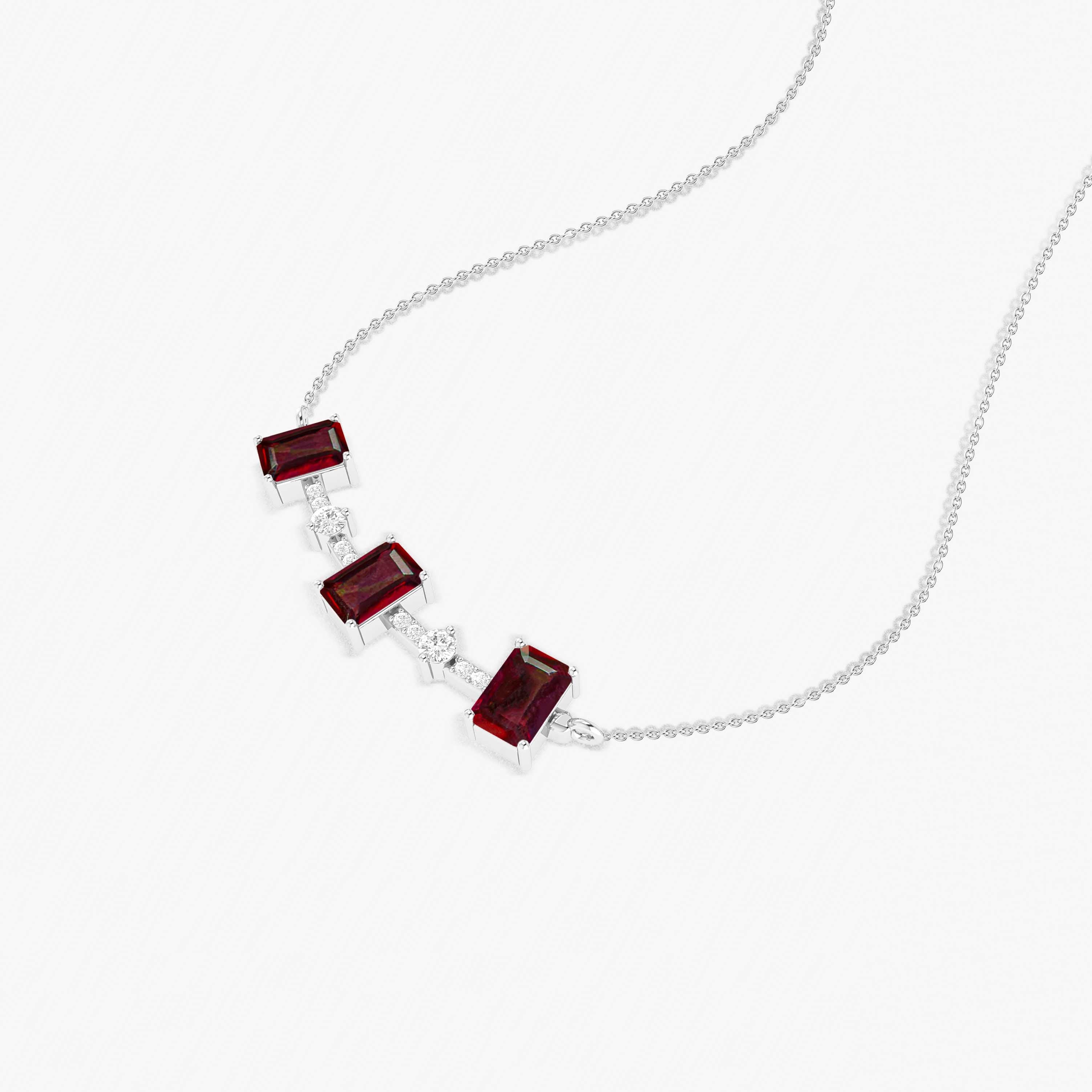 Red Ruby Baguette Gemstone Bar Pendant Necklace - Elegant Jewelry for Women, Gift for Her, Birthday & Anniversary Present - Perfect for Evening Wear, Date Night & Special Occasions