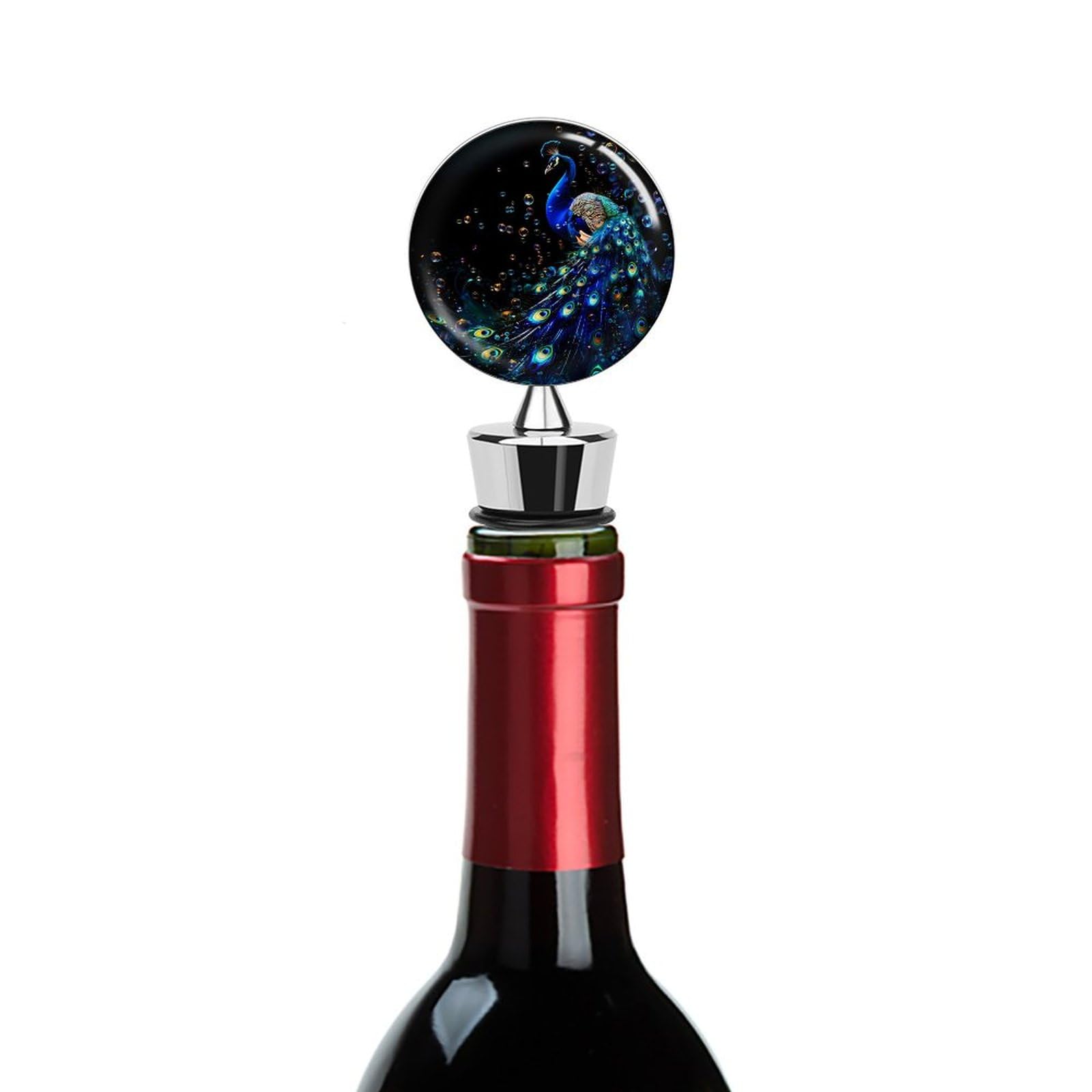 Peacock Wine Bottle Stoppers - Elegant Wine Saver Plug & Beverage Bottle Cap - Perfect for Wine Preservation, Parties & Home Bars (Set of 2)