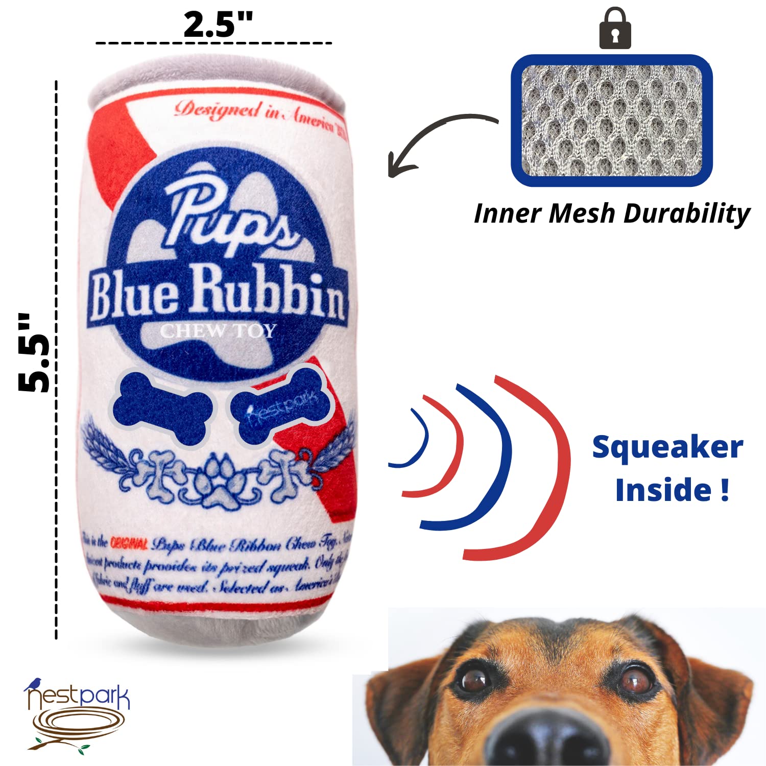 **Pup Light and Pups Blue Rubbin - 2 Pack Funny Squeaky Plush Dog Toys - Cute Parody Beer Dog Gifts for Birthday & Playtime - Chew-Resistant Stuffed Toys for Small & Medium Dogs**    *(Use for playtime, training rewards, or as a fun birthday gift for your furry friend!)*