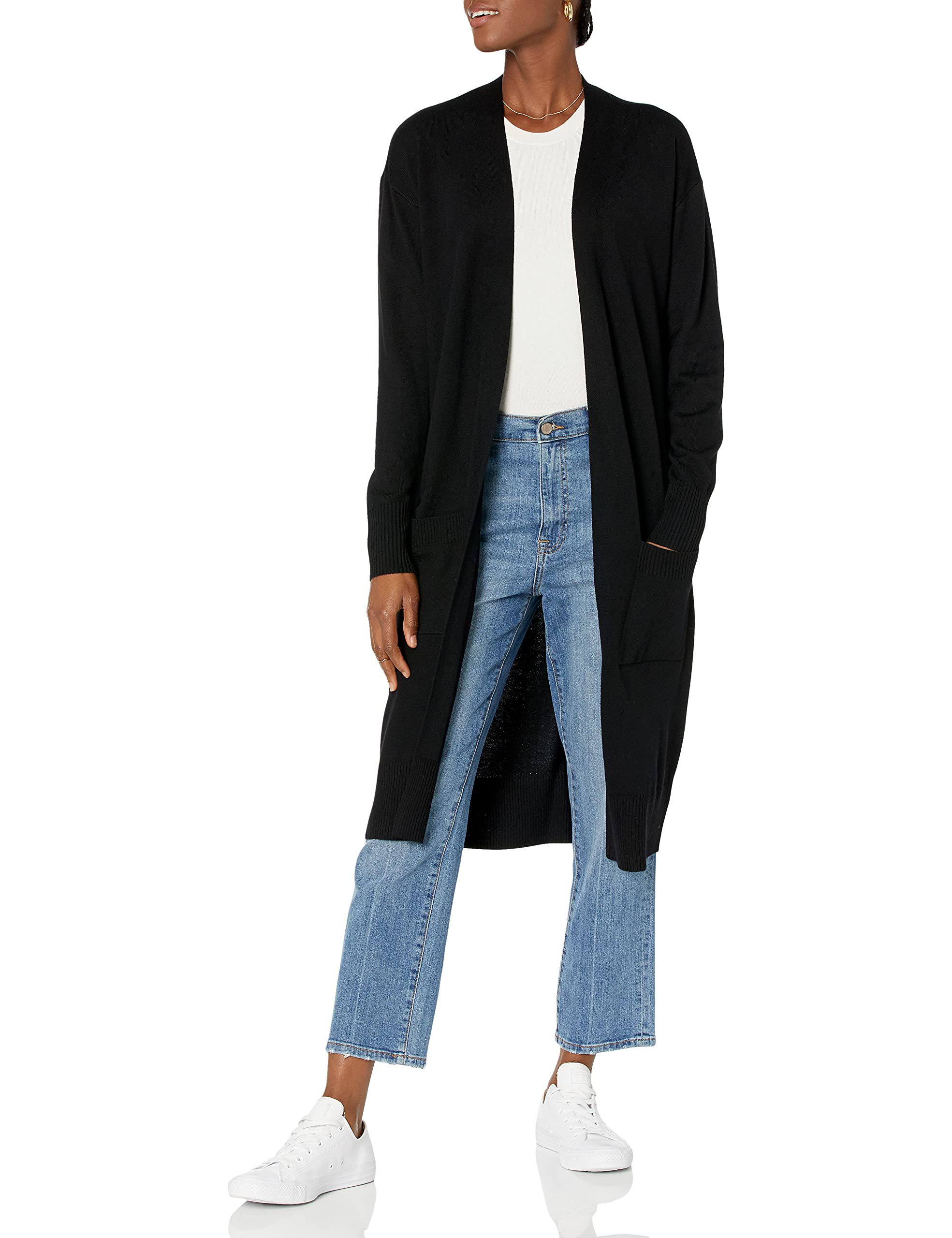 The Drop Women's Daisy Long Cardigan Sweater - Soft Open Front Knit Cardigan for Women, Cozy Loose Fit Longline Sweater for Fall & Winter - Perfect for Layering, Office Wear, and Casual Outings