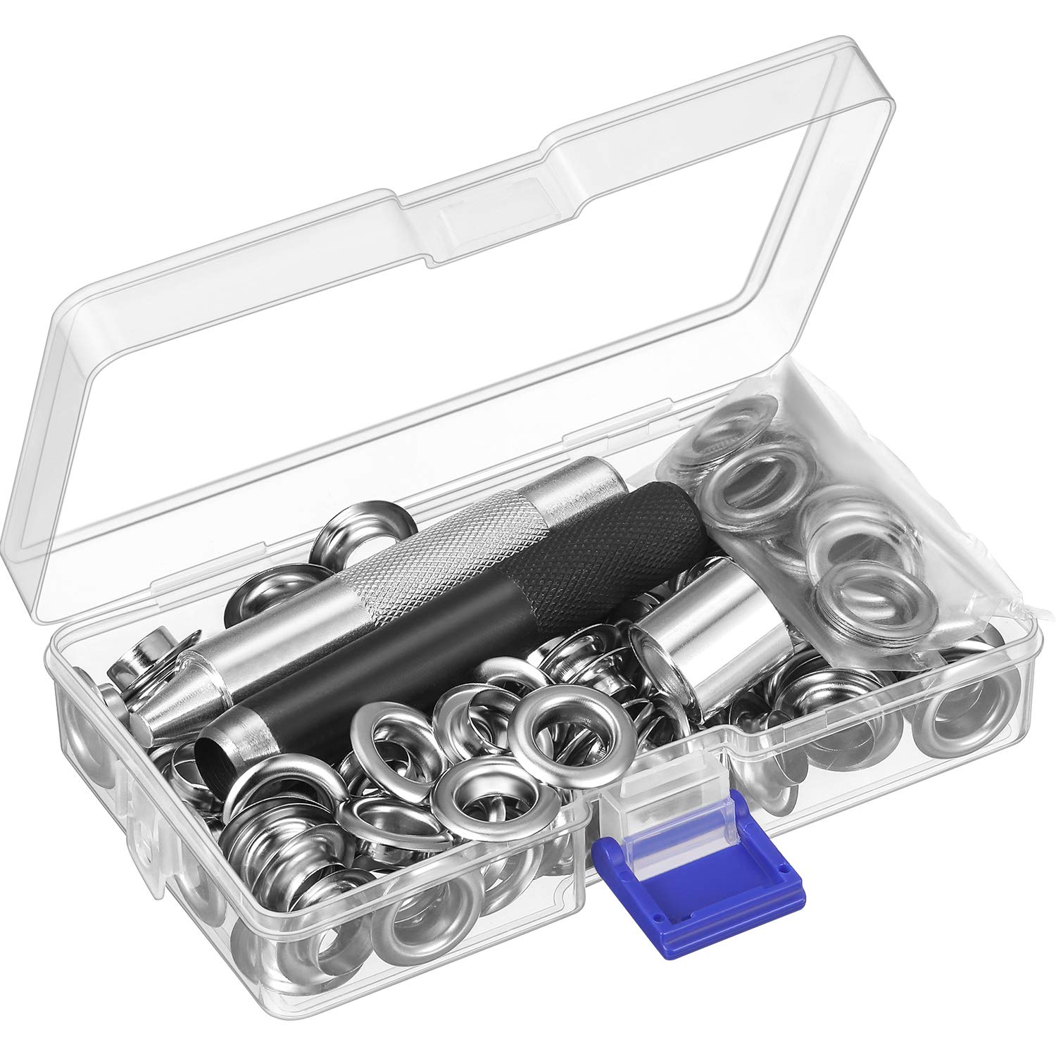 Heavy Duty Grommet Tool Kit - 100 Sets 1/2 Inch Metal Eyelets with Punch Die Set for Fabric, Leather, Canvas & DIY Projects - Perfect for Tarp, Curtains, Banners & Crafts