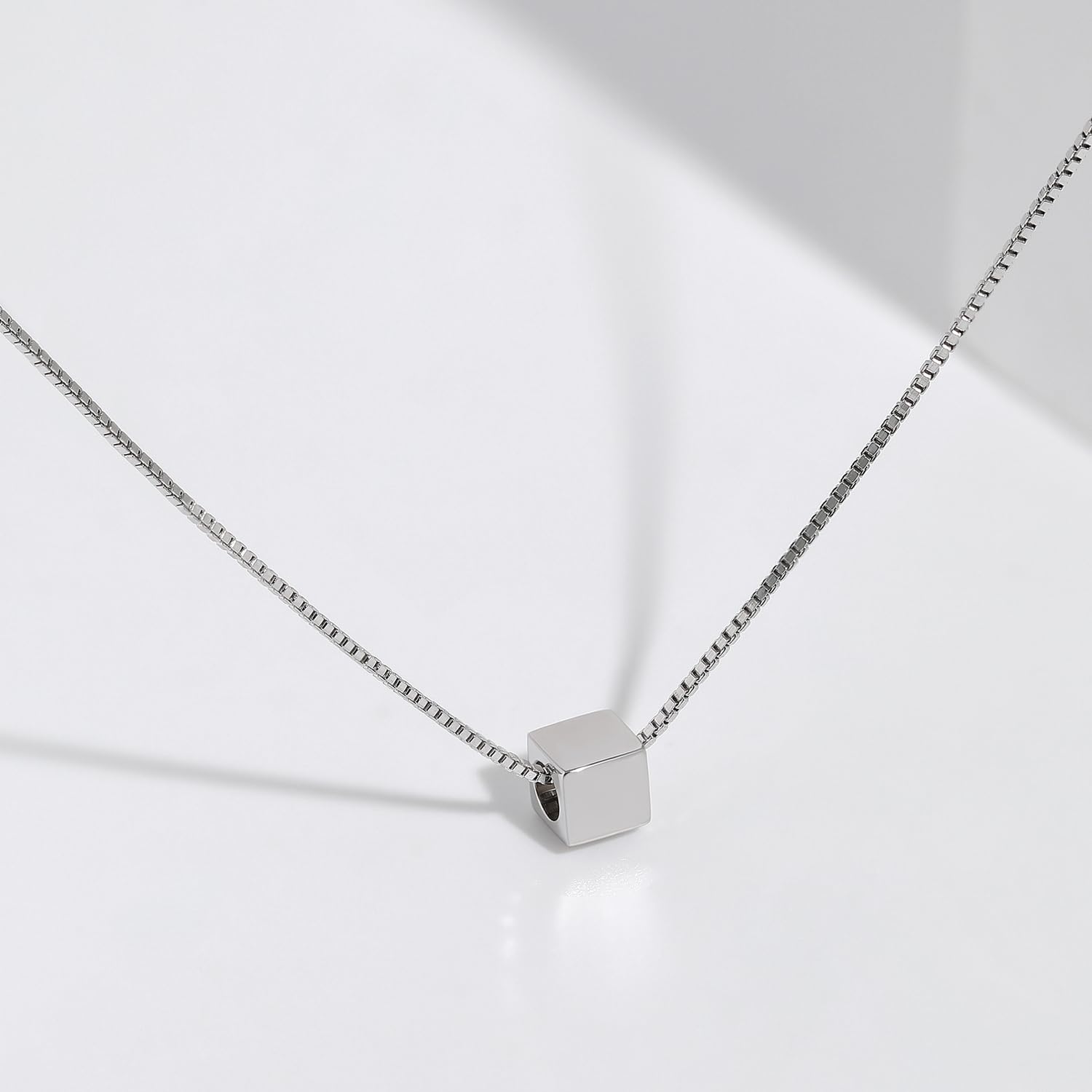 Meissa Sterling Silver Bracelet for Women - Gold Plated Cube Charm, Handmade Box Chain, Stackable Jewelry Gift (Silver) | Perfect for Everyday Wear, Layering & Special Occasions