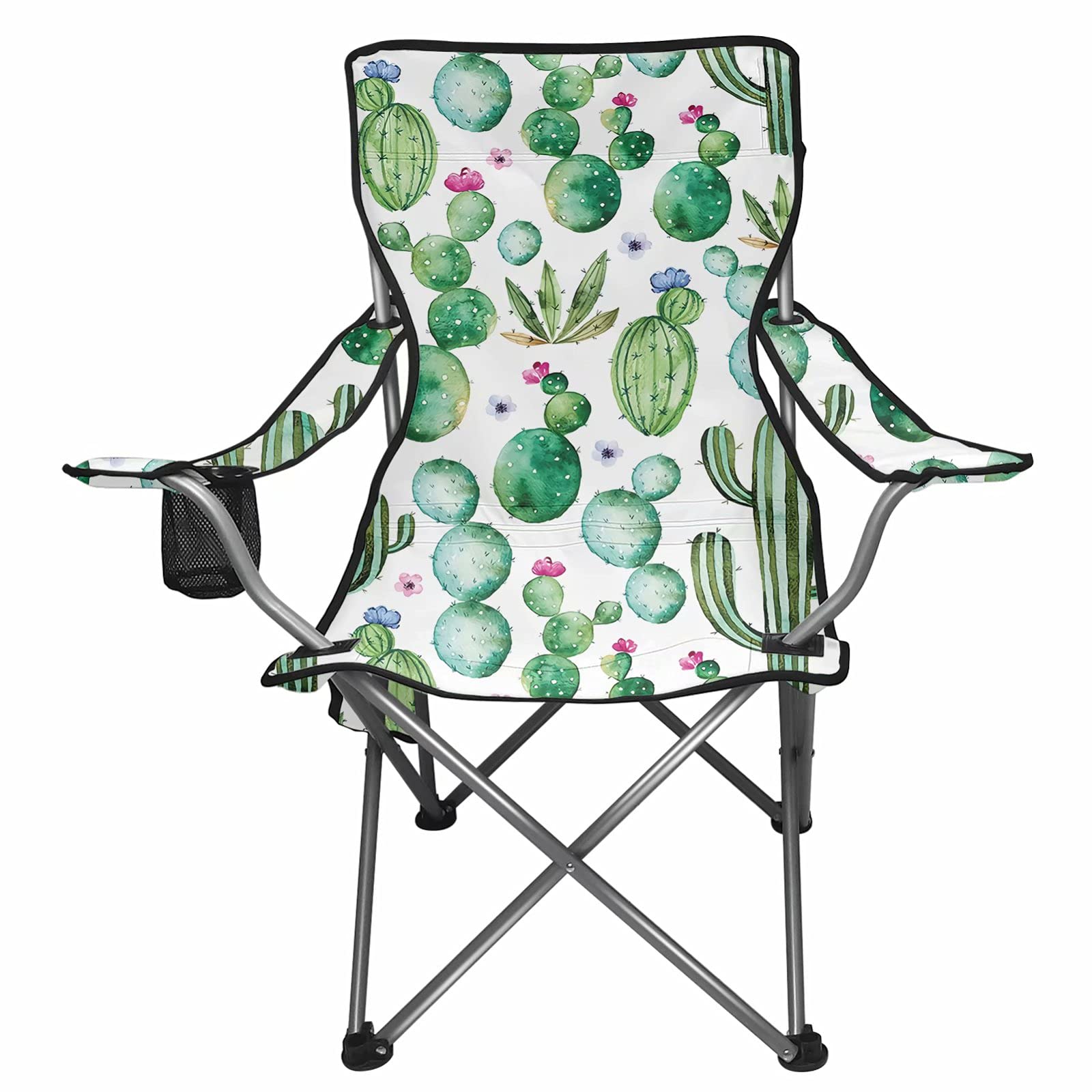 Dolyues Tropical Cactus Folding Camping Chair - Portable Heavy Duty Beach Chair with Carry Bag for Outdoor, Fishing, Picnic, Concert & Party - Perfect for Beach Trips, Backyard Relaxing and Camping Adventures