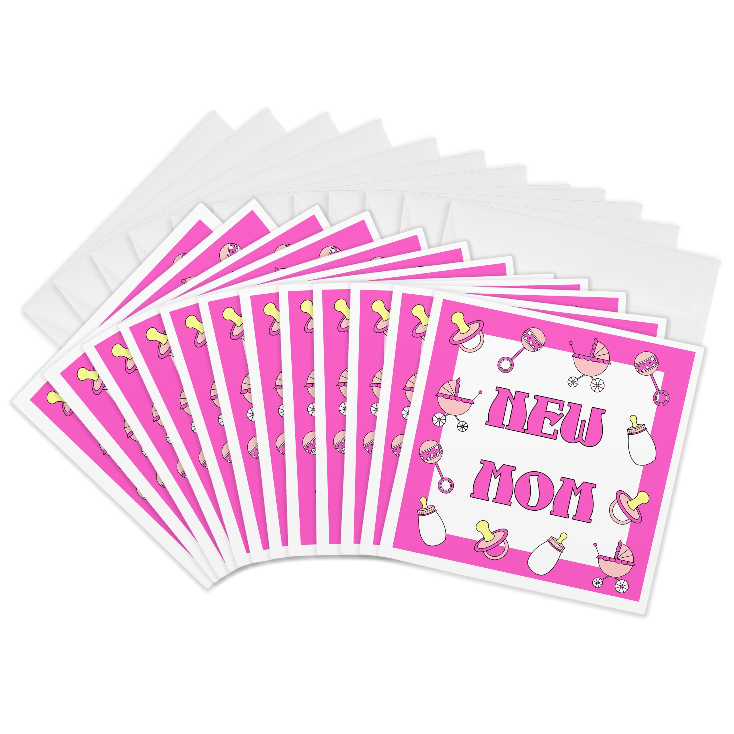 3dRose New Mom Gifts - Pink Baby Girl Greeting Cards Set of 12 (6x6 Inches) for Baby Showers, Birth Announcements & Thank You Cards | Perfect for Newborn Celebrations & First-Time Mothers