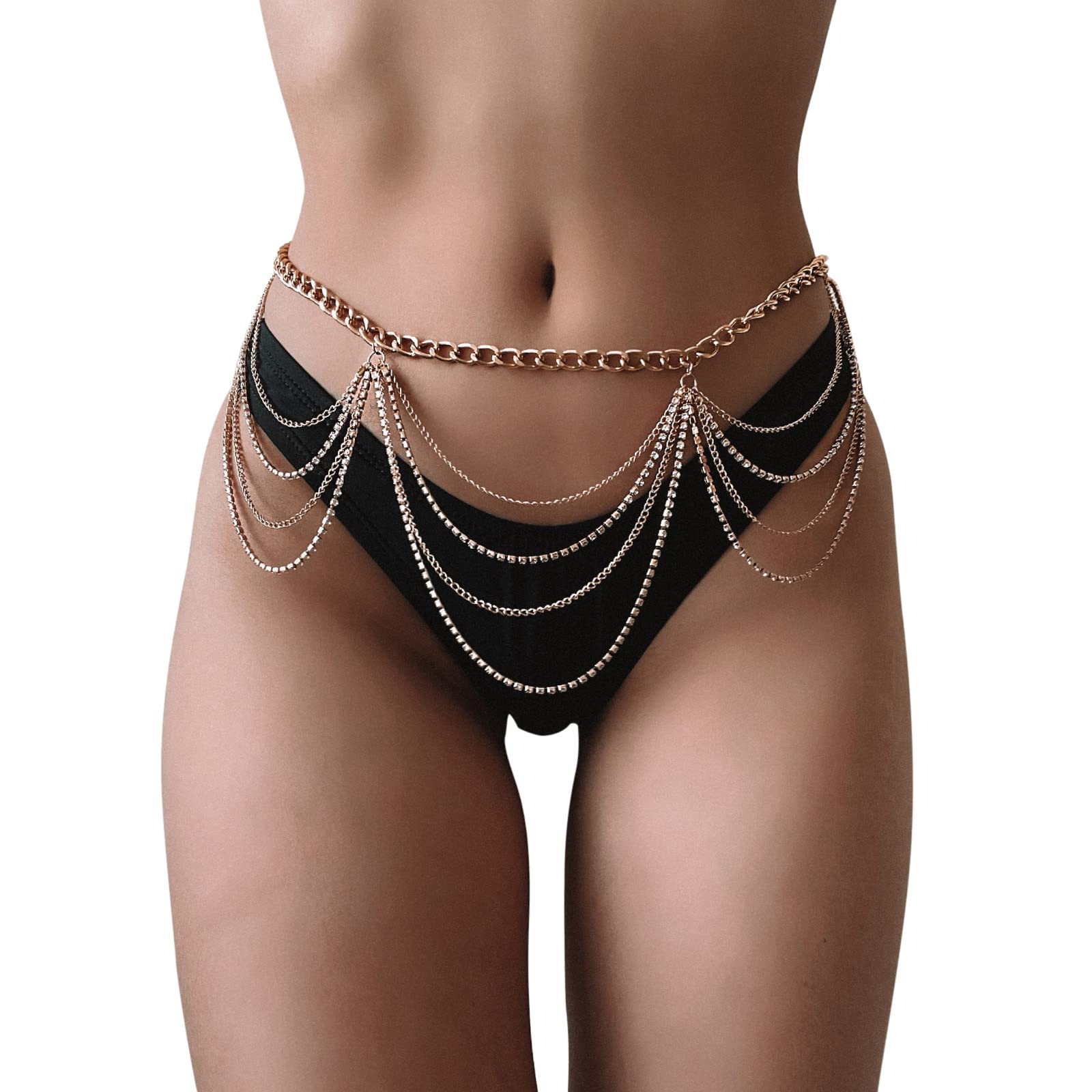 Sexy Rhinestone Body Chains for Women - Waist Jewelry Belts for Girls, Rave & Festival Outfits - Perfect for Beach Parties, Music Festivals and Nightclub Wear