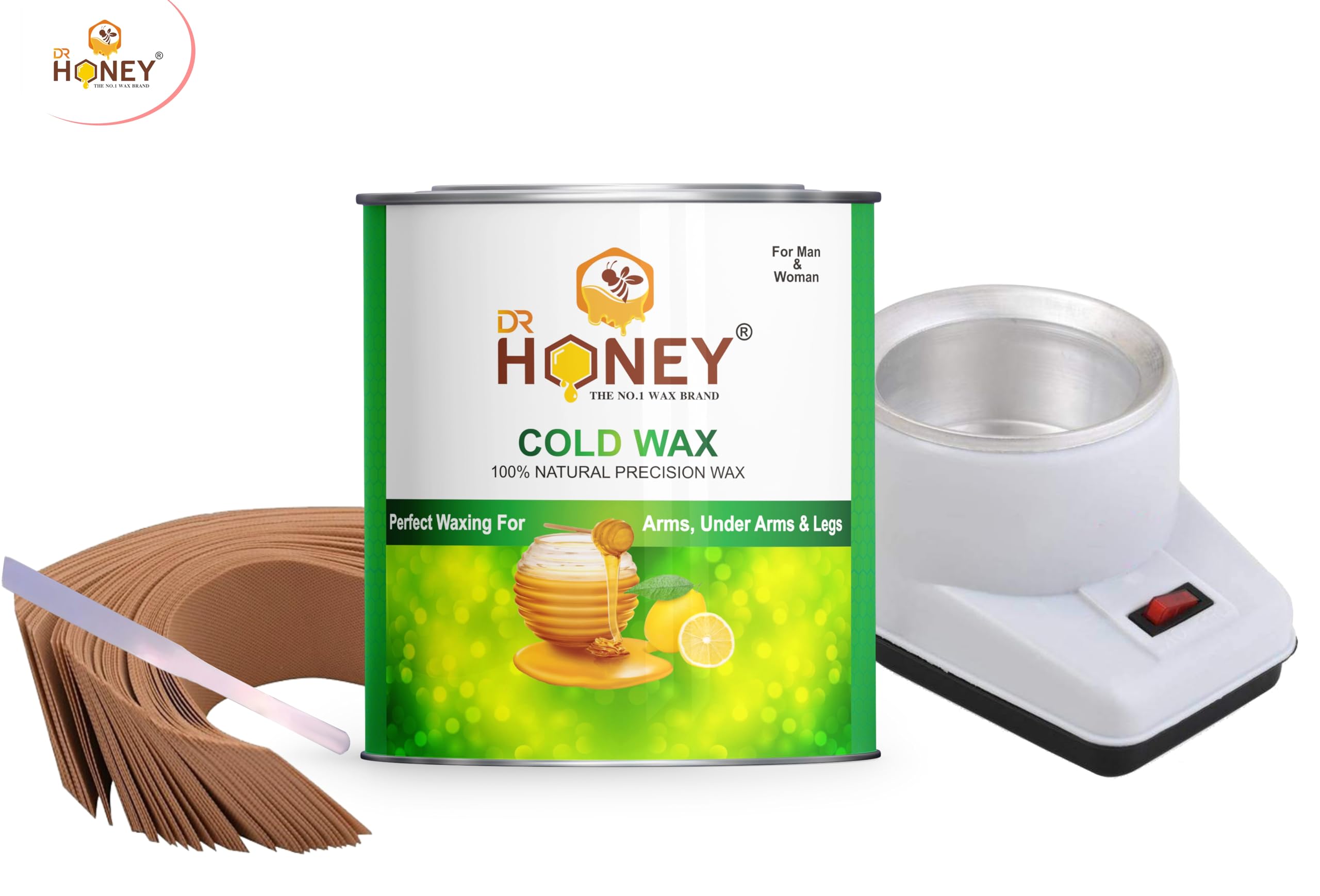 DR HONEY Wax Warmer Heater Kit with Stainless Steel Waxing Knife - Professional Hair Removal Wax Heater for Salon & Home Use - Perfect for Eyebrows, Legs, Bikini & Body Waxing