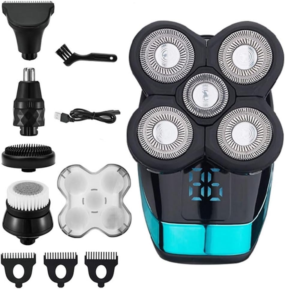 5-in-1 Professional Electric Shaver for Men - Rechargeable Wet/Dry Waterproof Beard Trimmer & Shaving Machine | Perfect for Travel, Gym & Daily Grooming Routine