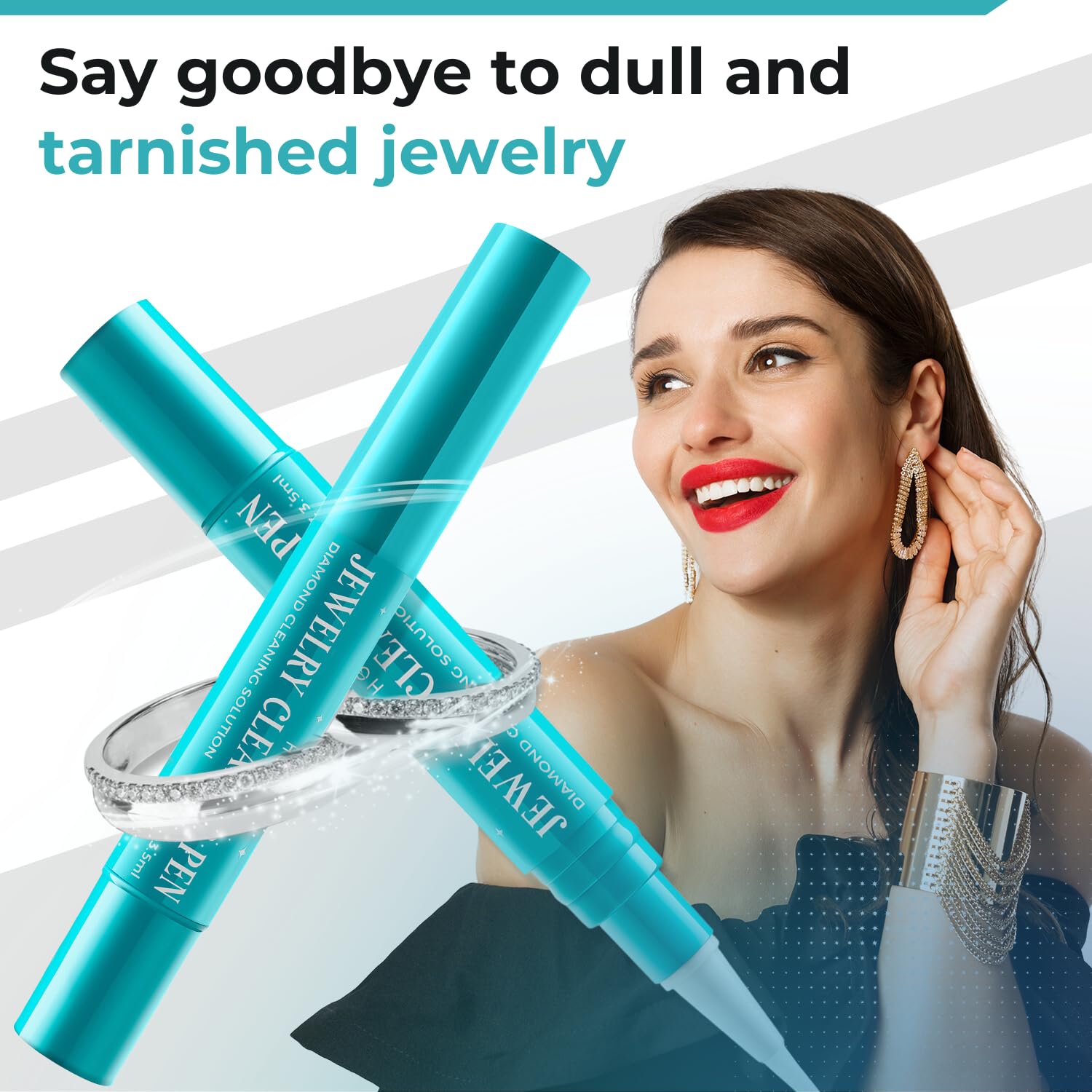 Homeify 2 Pack Jewelry Cleaning Pen - Portable Diamond & Ring Cleaner with Non-Toxic Solution for Sparkling Necklaces, Earrings & Watches - Perfect for Travel, Home & Gift Use