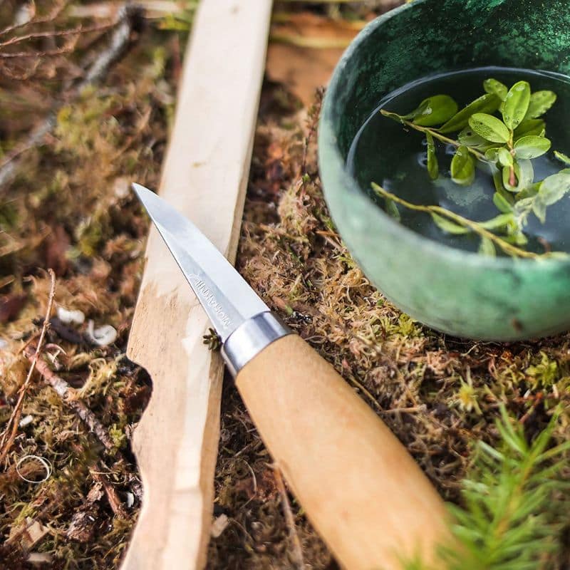Morakniv 120C Wood Carving Knife - High Carbon Steel Blade for Precision Woodworking, Whittling & Crafting - Perfect for DIY Projects, Camping & Outdoor Activities