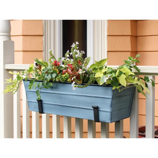 Decorative Flower Box with Wall Brackets - Hanging Planter for Indoor & Outdoor Garden Decor - Perfect for Windows, Balconies, and Patios