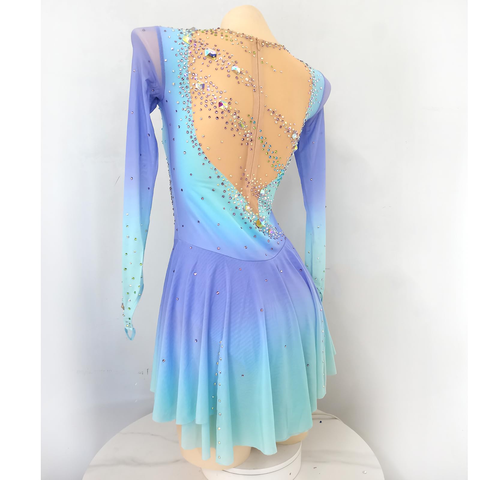 Professional Girls Figure Skating Outfit - Blue & Purple Competition Costume for Ice Shows, Performances & Events | High-Quality Performance Wear for Skaters