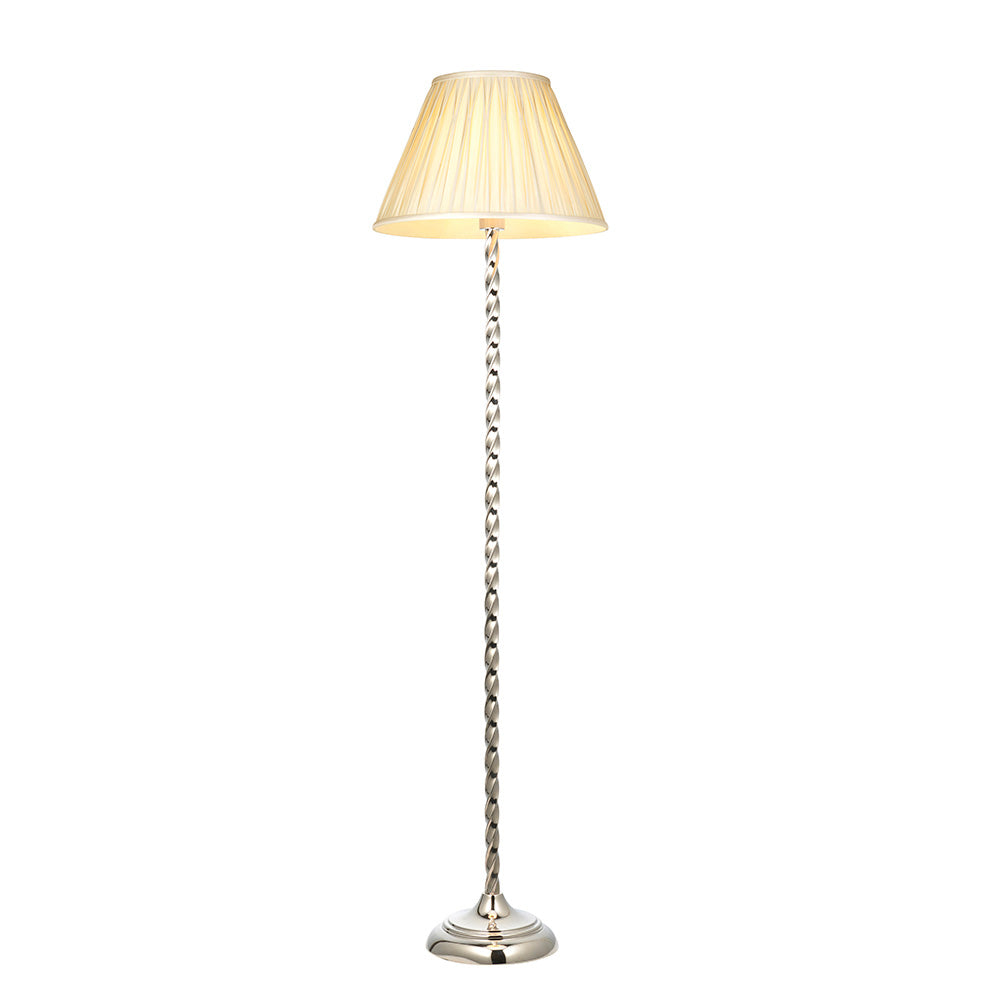 Altair & Chatsworth Floor Lamp - Polished Nickel Finish with E27 Socket - Perfect for Living Room, Bedroom, or Office Lighting