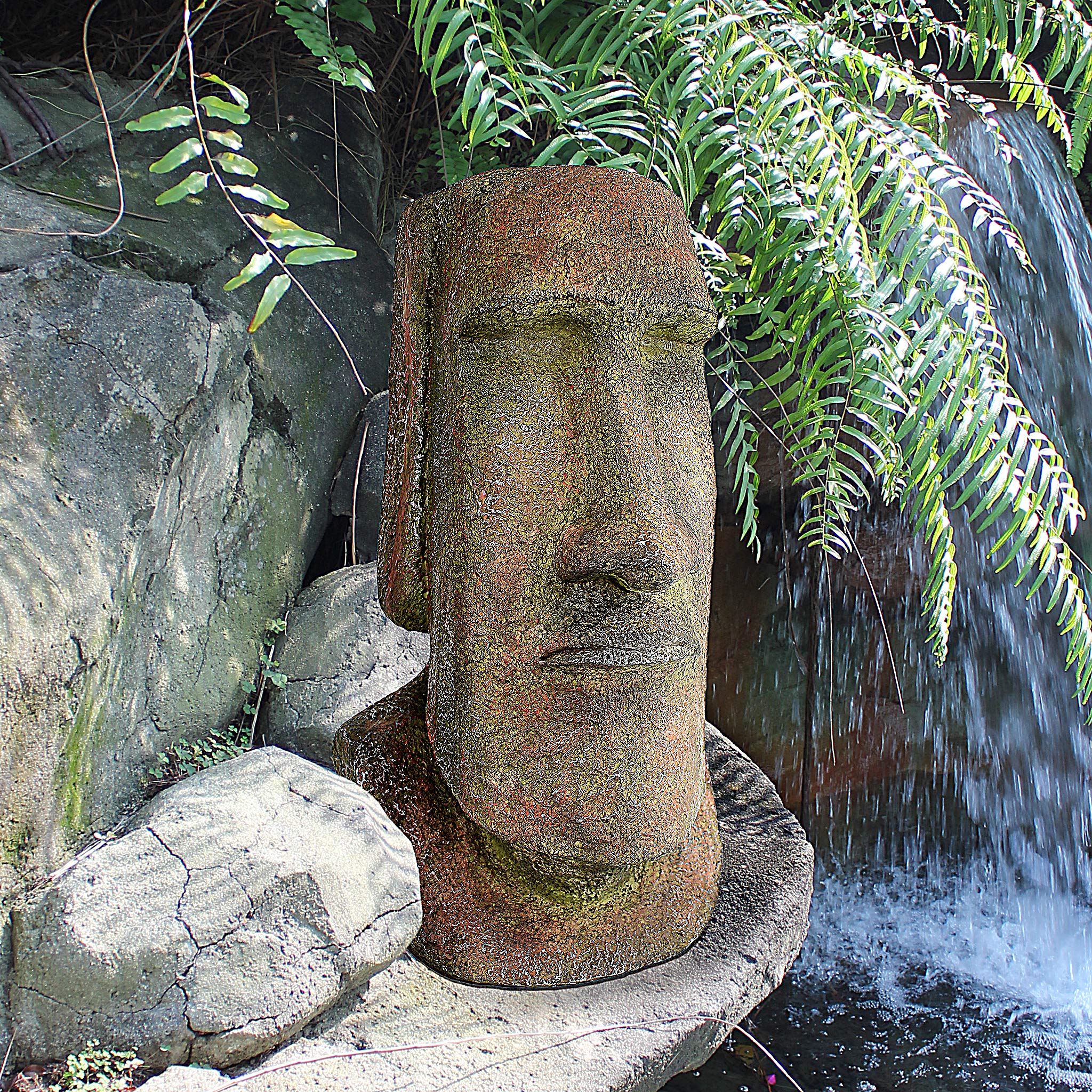 Design Toscano Grey Stone Medium Easter Island Moai Head Statue - Polynesian Decor, Garden Sculpture, Home & Office Decoration