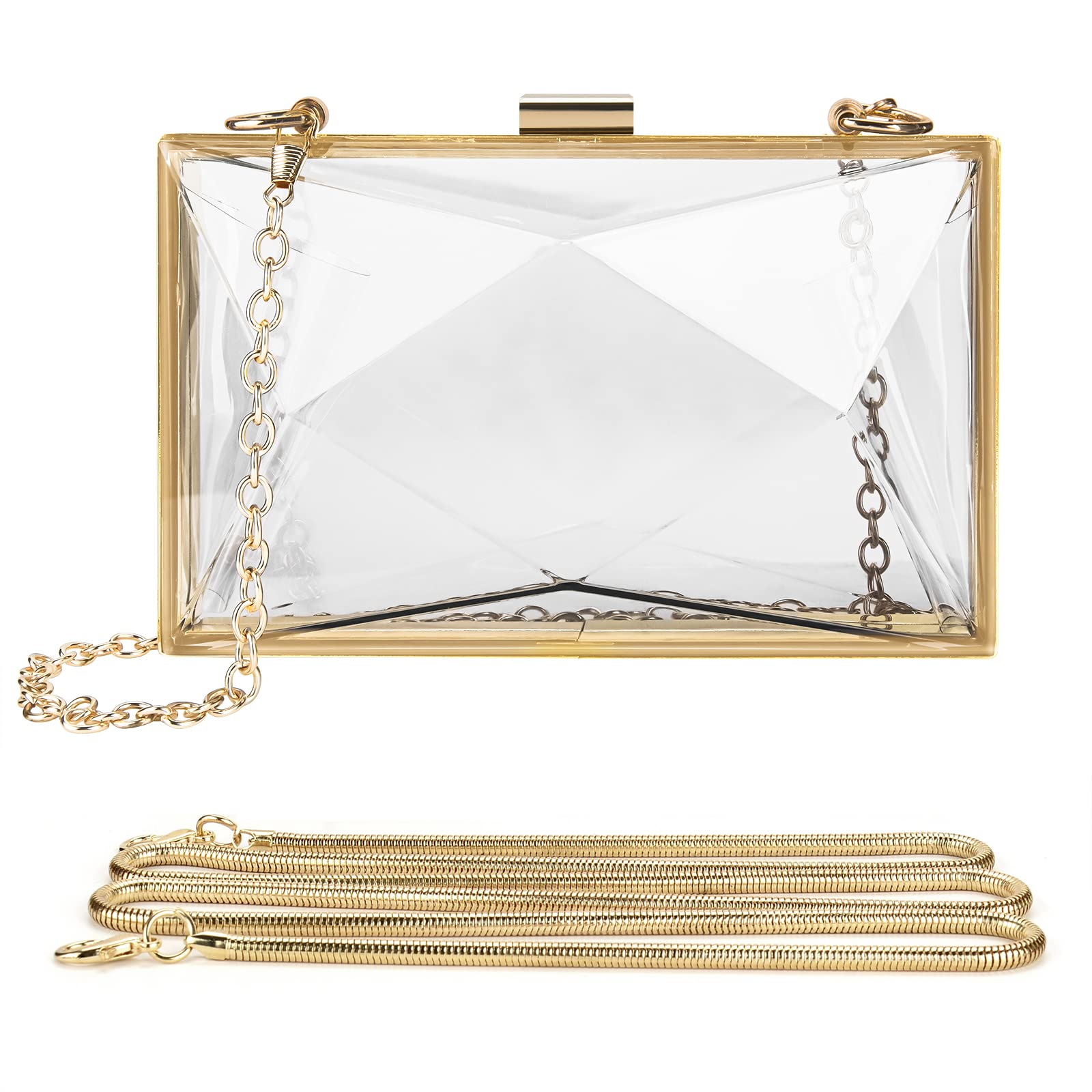 Women's Clear Acrylic Clutch Purse - Transparent Rhombus Evening Bag for Party, Wedding & Special Occasions | Crossbody Shoulder Handbag for Women | Perfect for Prom, Bridal Shower & Night Out