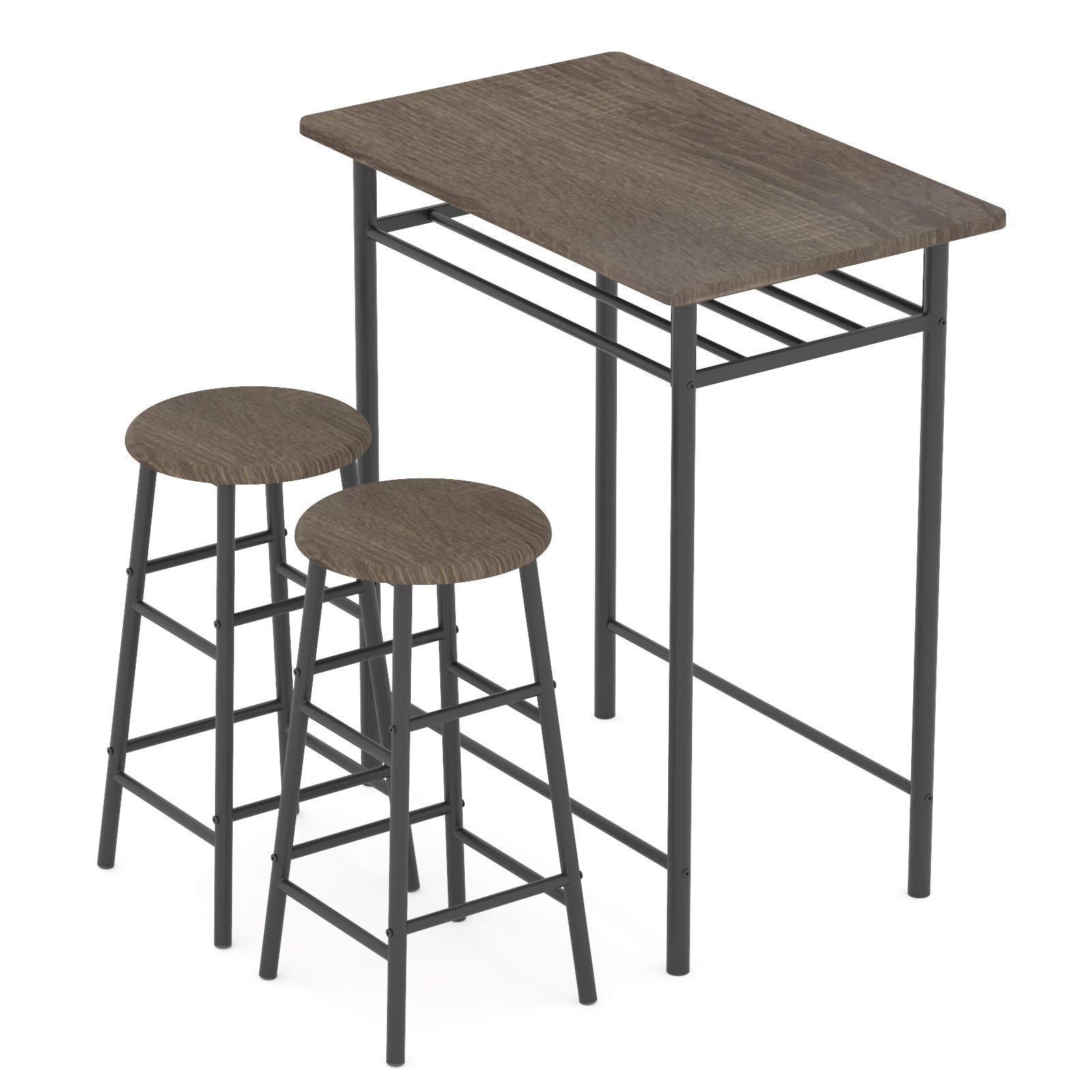 Weehom Bar Table Set with 2 Bar Stools - 36 Inch Pub Height Dining Table & Chairs for Kitchen, Living Room - Built-in Storage Shelf, Easy Assembly - Perfect for Small Spaces, Breakfast Nooks & Entertaining Guests