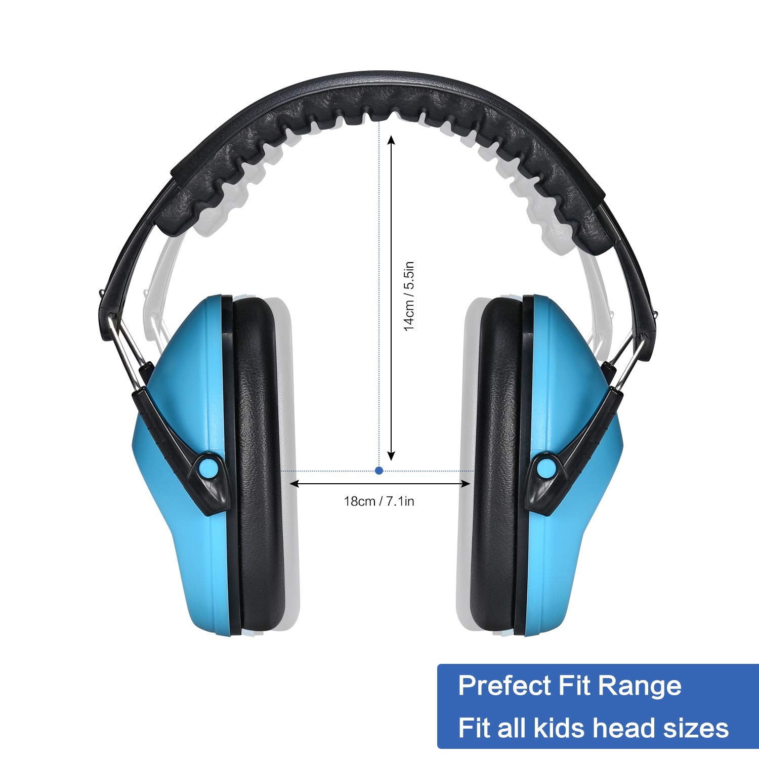 Noise Cancelling Ear Muffs for Kids & Toddlers - NRR 25dB Safety Hearing Protection Headphones for Air Shows, Concerts, Fireworks & Study - Comfortable Noise Reduction Earmuffs for Children & Teens [Blue] - Perfect for School, Travel, and Loud Events