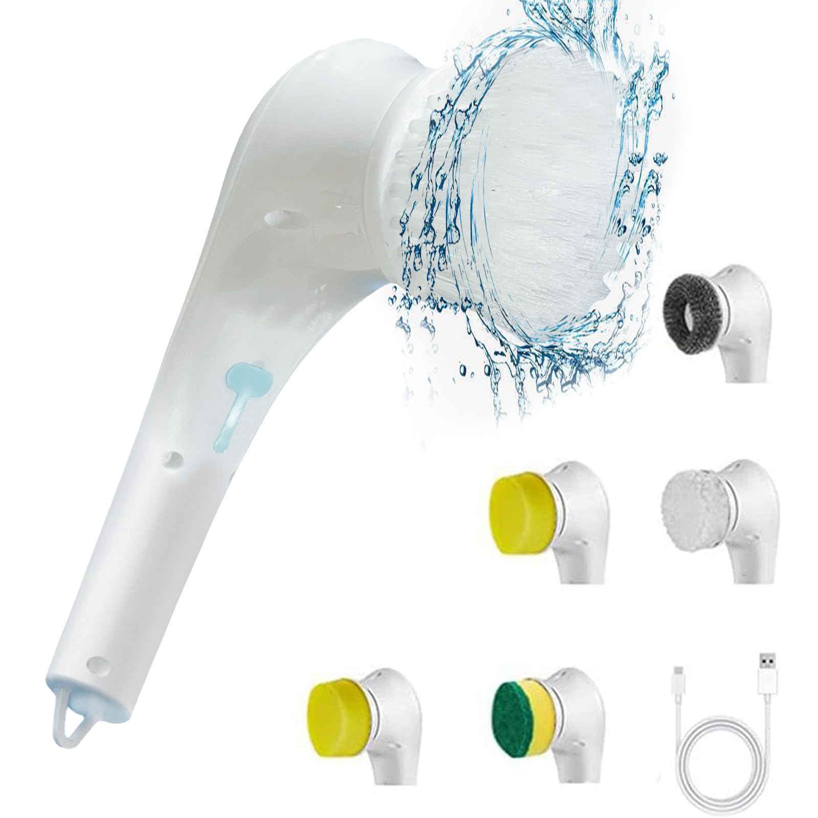 Fufafayo Rechargeable Electric Spin Scrubber with 6 Brush Heads - Powerful Cleaning Tool for Bathroom, Kitchen, Tile, Grout & Shower - Ideal for Deep Cleaning Walls, Floors & Hard-to-Reach Areas