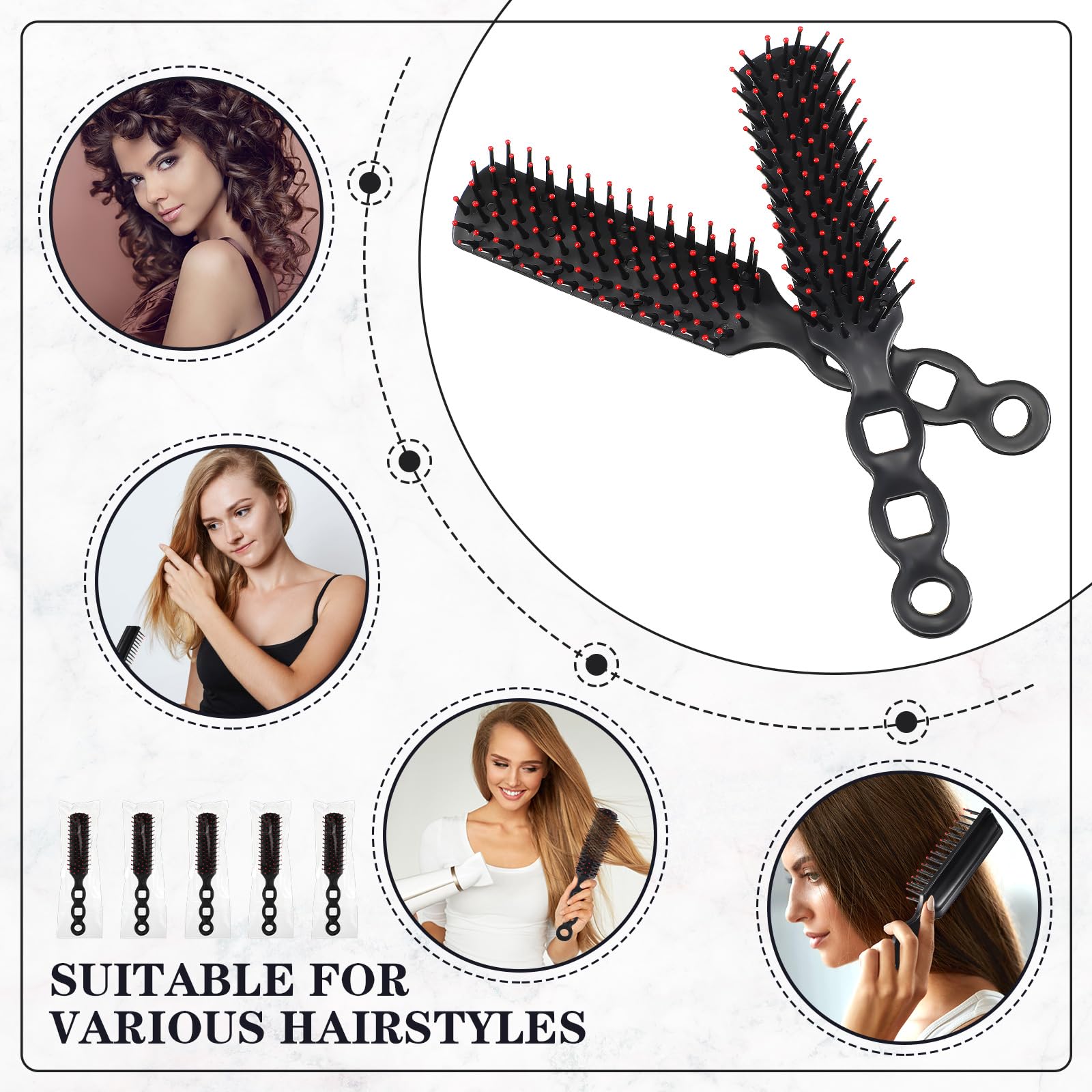 400 Pcs Bulk Hair Brushes for Homeless - Individually Wrapped Bristle Brushes for Curly & Straight Hair - Ideal for Shelters, Hotels, Nursing Homes, Charity & Church Donations (7.5