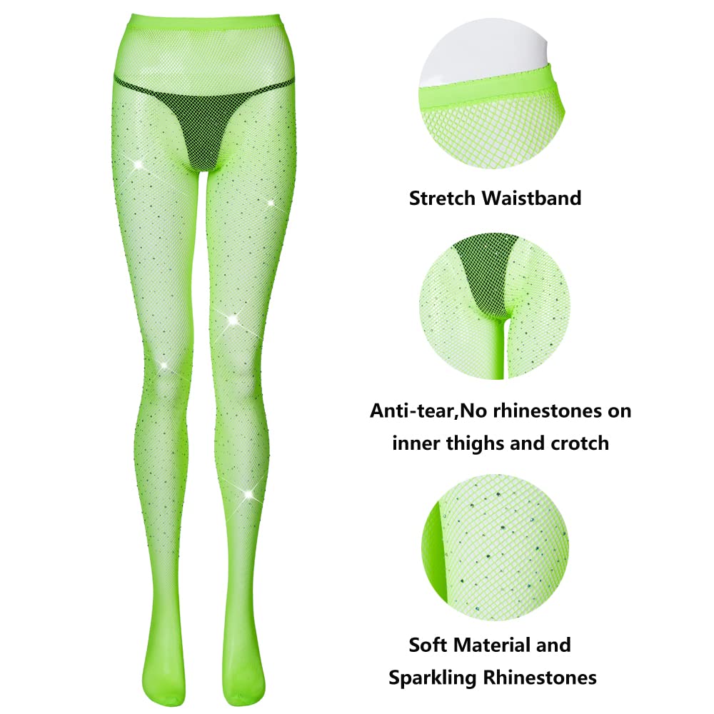 Sparkly Rhinestone Fishnet Tights for Women - Plus Size High Waist Shiny Pantyhose with Glitter Details, Fairy & Party Stockings | Perfect for Cosplay, Nightclub Outfits, Halloween Costumes and Festive Occasions