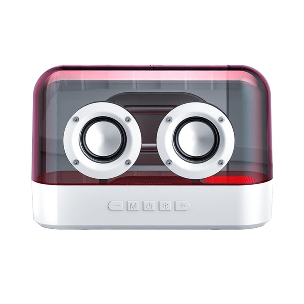 Closer Colorful LED Wireless Bluetooth Speaker - Portable Glazed Subwoofer with Rich Bass, Plug-in Desktop Speaker for Home, Office & Outdoor Use (White)