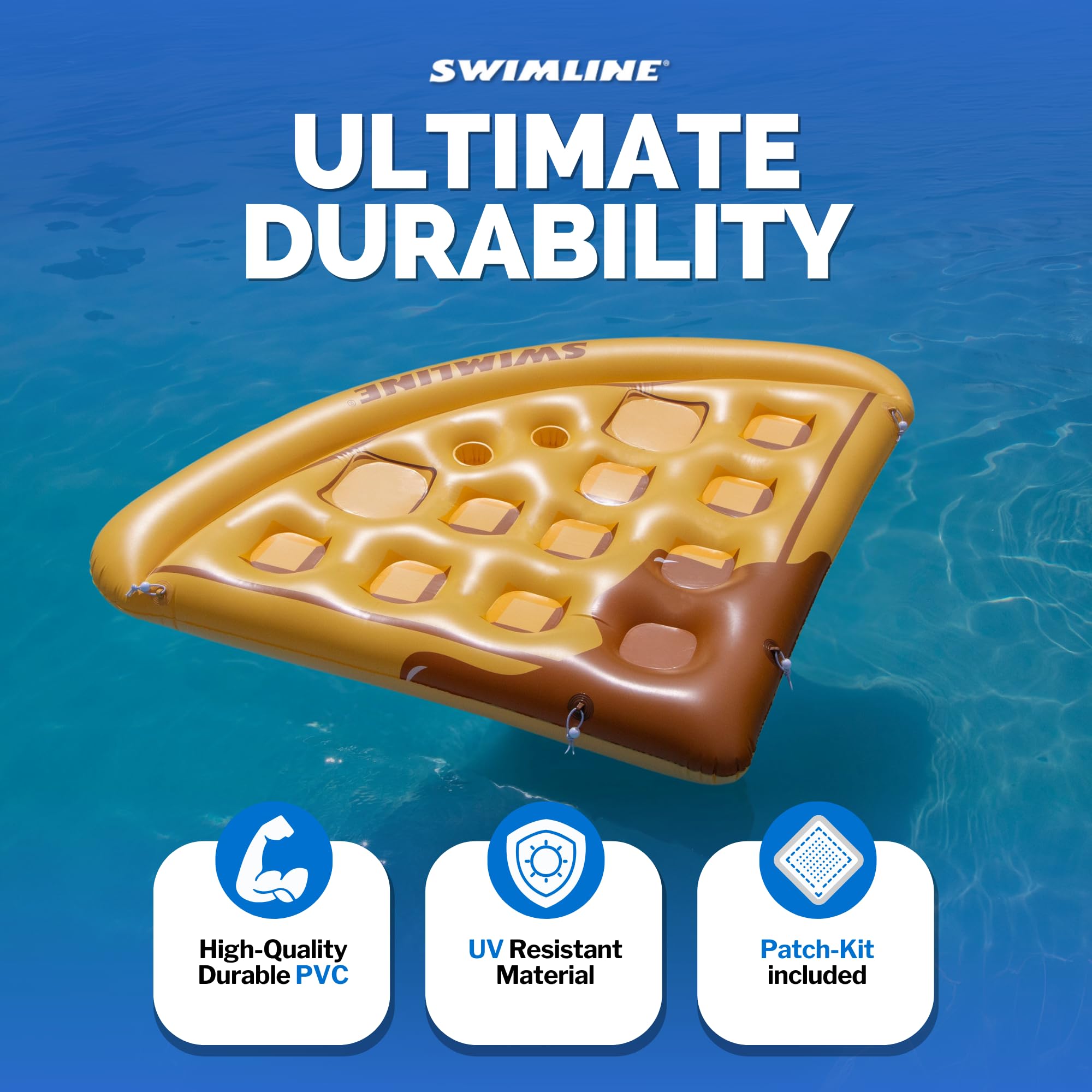 Inflatable Waffle Pool Lounge Float - Brown One Size - Comfortable Pool Float for Relaxing, Sunbathing & Lounging in Swimming Pools, Lakes or Beaches