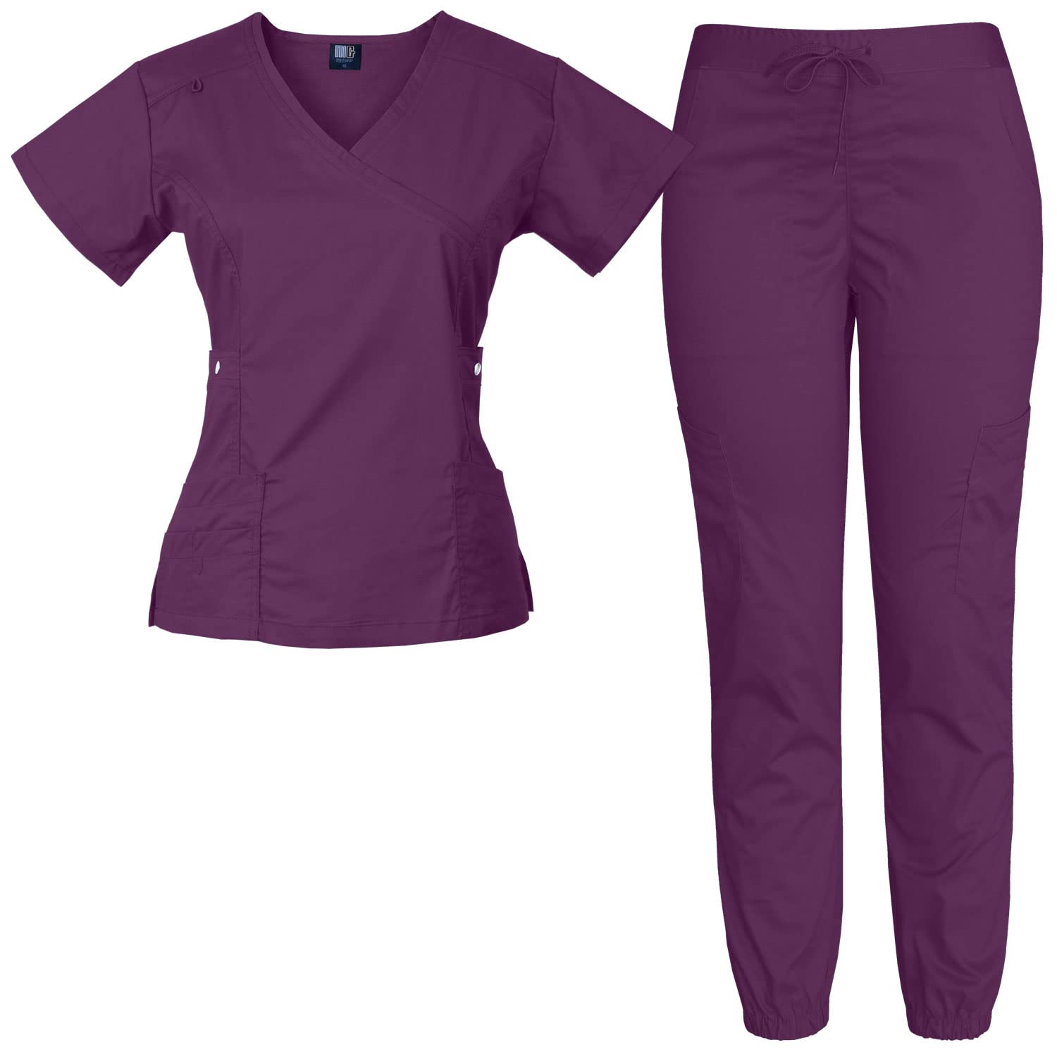 Medgear Women's 12-Pocket Stretch Jogger Scrub Set - Comfortable Medical Uniform for Nurses & Healthcare Professionals - Perfect for Hospital Shifts & Clinical Work